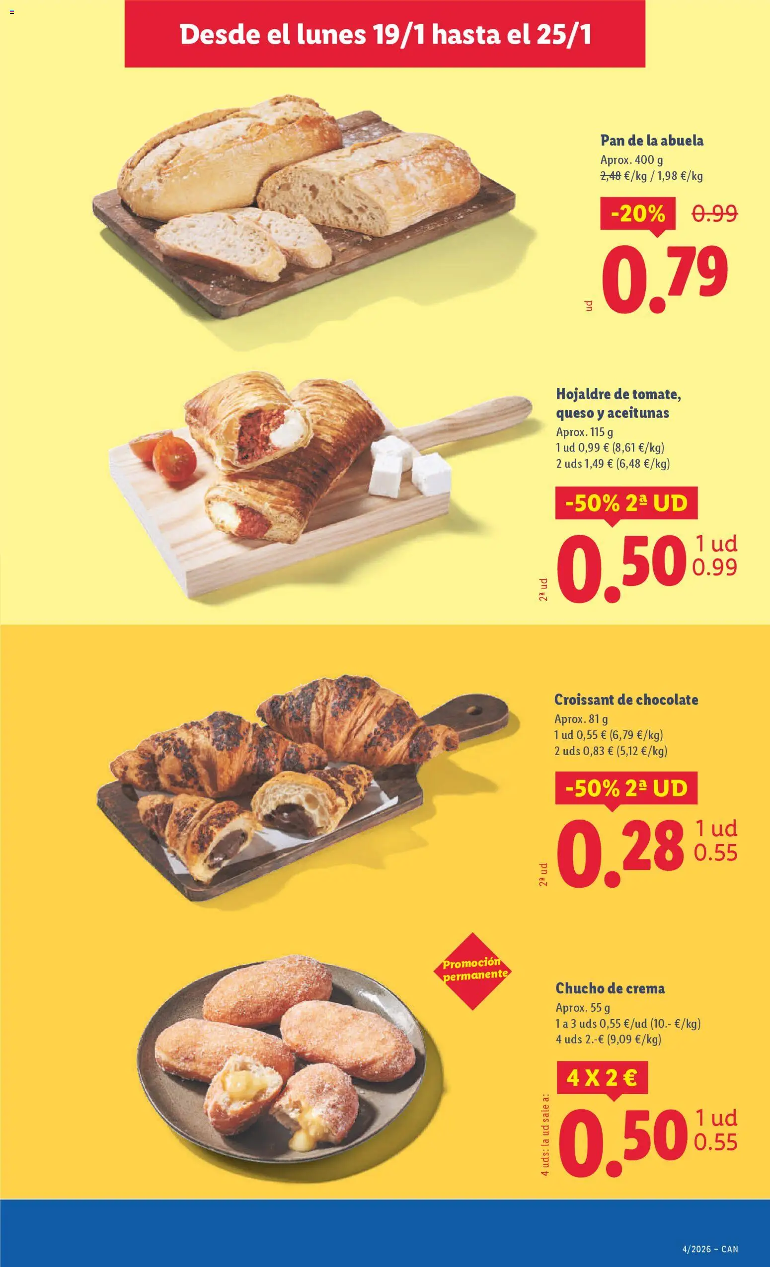 Lidl - Canarias │ válido desde el 19.01.2026 | Página: 17 | Productos: Queso, Chocolate, Croissant, Crema