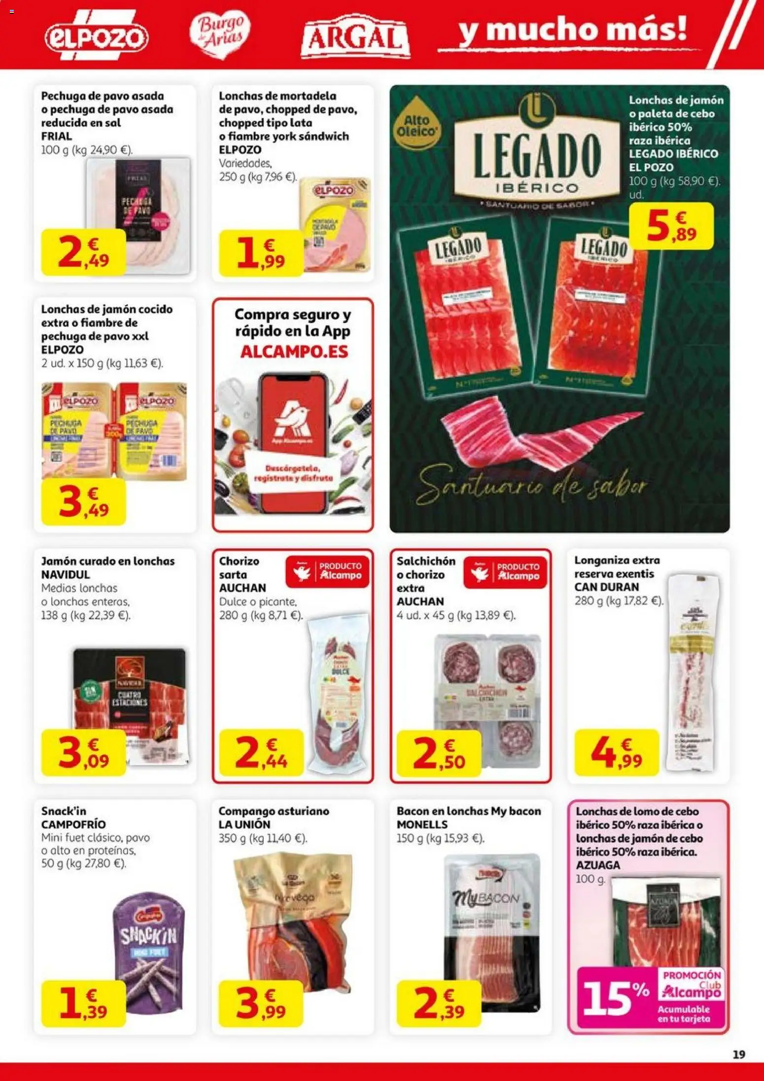 Alcampo - HP Nacional  │ válido desde el 23.10.2025 | Página: 19 | Productos: Medias, Jamón, Jamón cocido, Longaniza