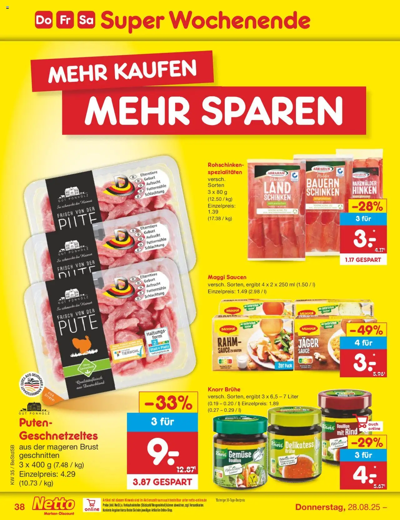 Netto Marken-Discount Prospekt 	 - gültig ab dem 25.08.2025 | Seite: 54 | Produkte: Pute, Knorr, Gemüse, Schinken