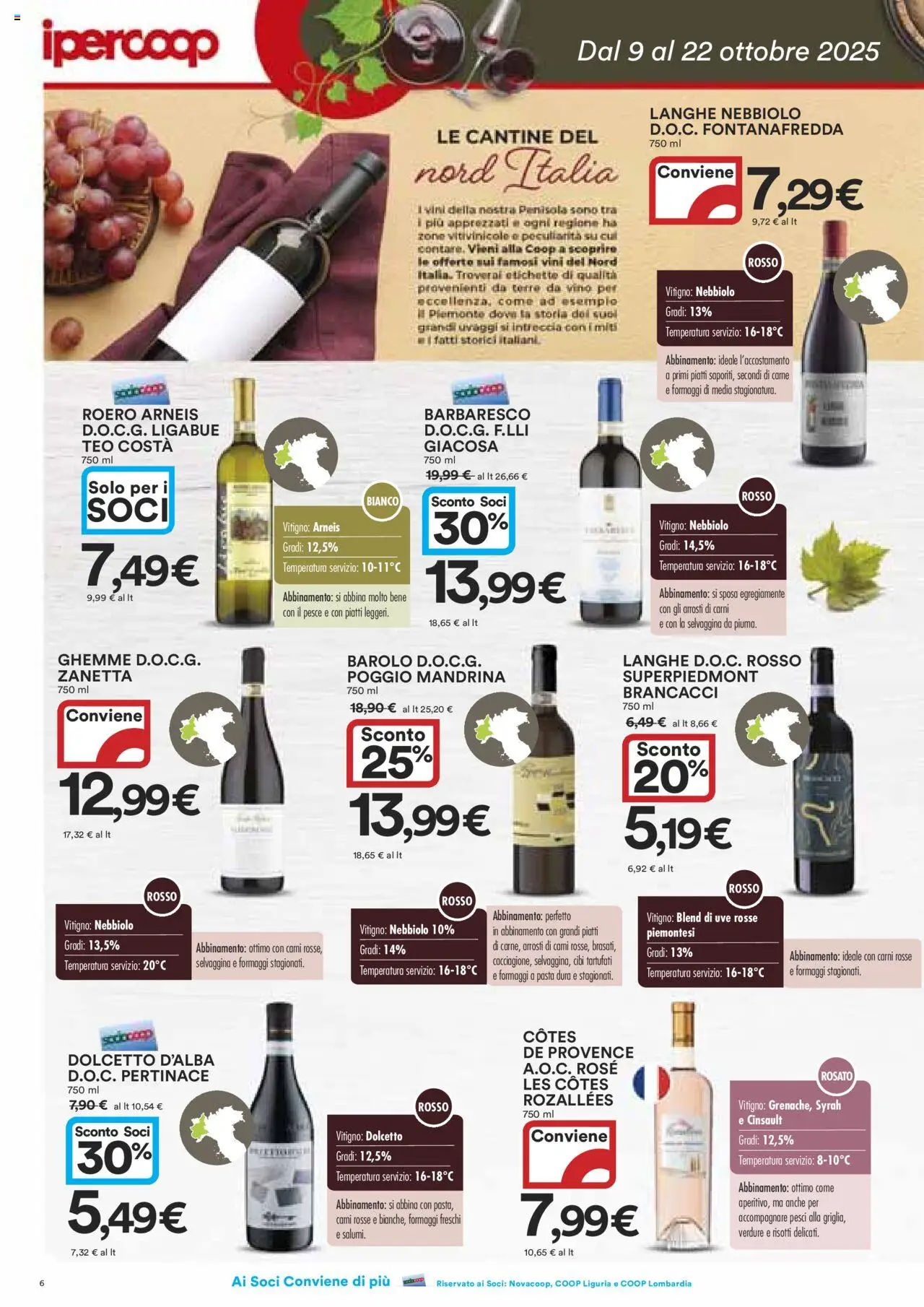 Volantino Ipercoop del 09.10.2025 | Pagina: 6 | Prodotti: Pesce, Il pesce, Vino, Pasta