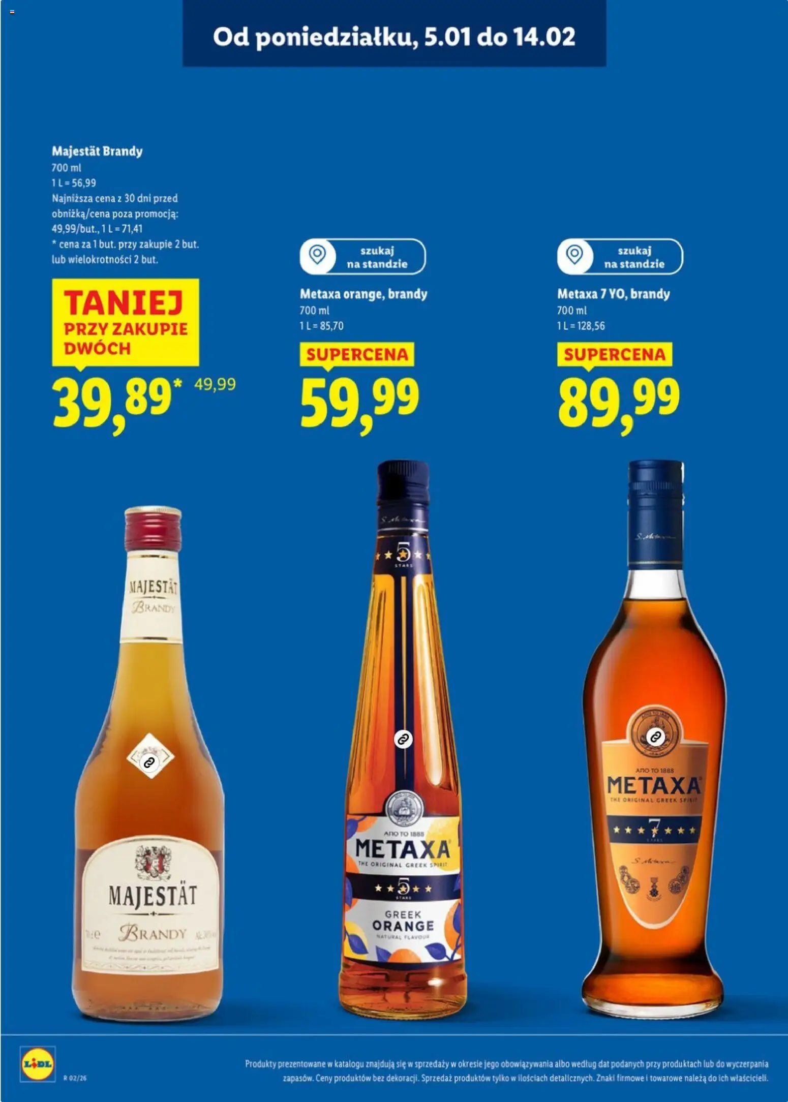 Lidl Katalog alkoholi mocnych od 05.01.2026 | Strona: 12 | Produkty: Metaxa