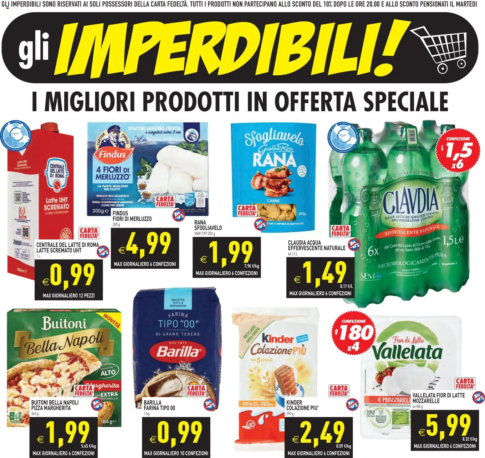 Volantino PIM Supermercati del 29.10.2025 | Pagina: 2 | Prodotti: Pizza, Merluzzo, Acqua, Farina