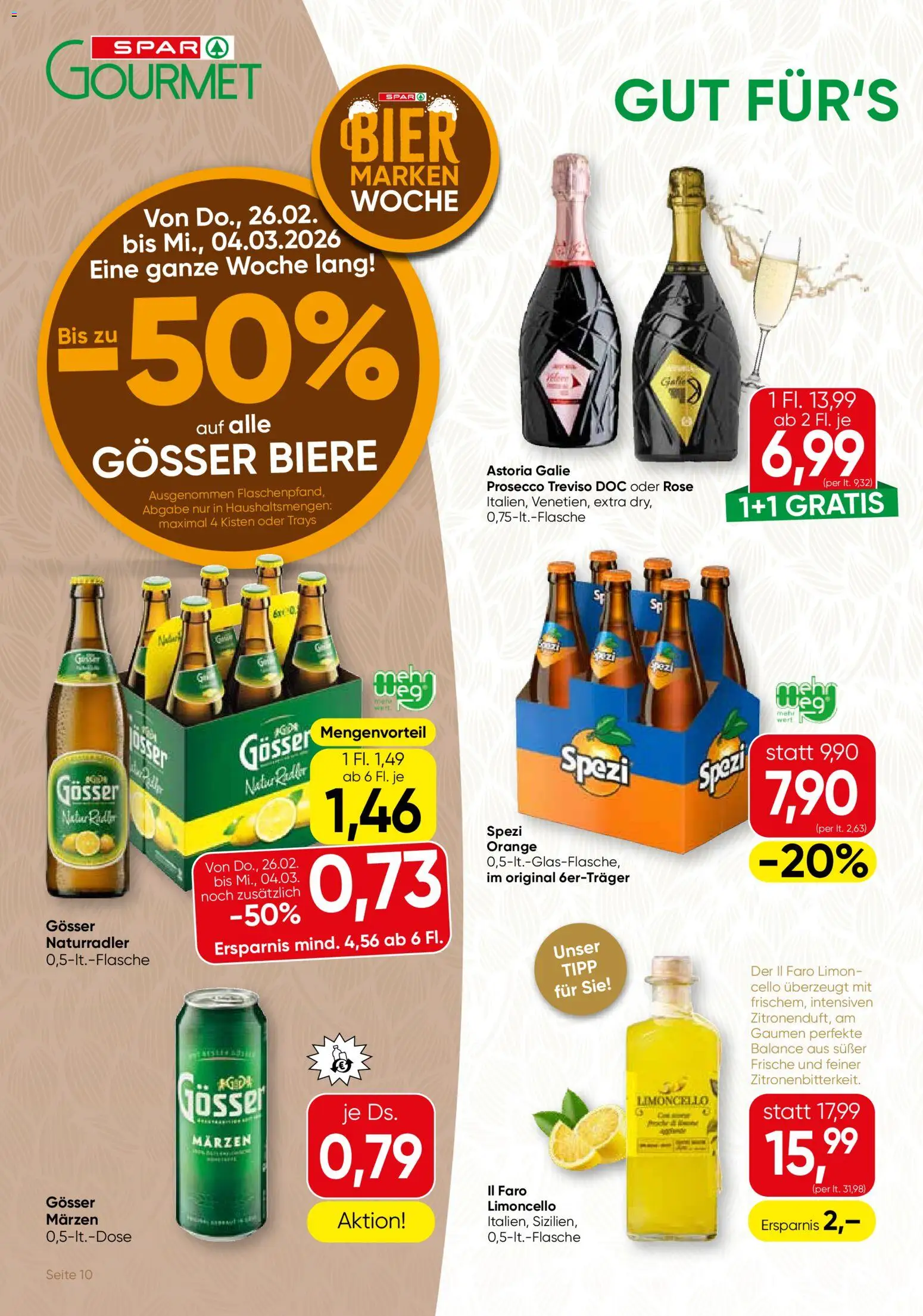 SPAR Gourmet Flugblatt gültig ab 26.02.2026 | Seite: 10 | Produkte: Bier