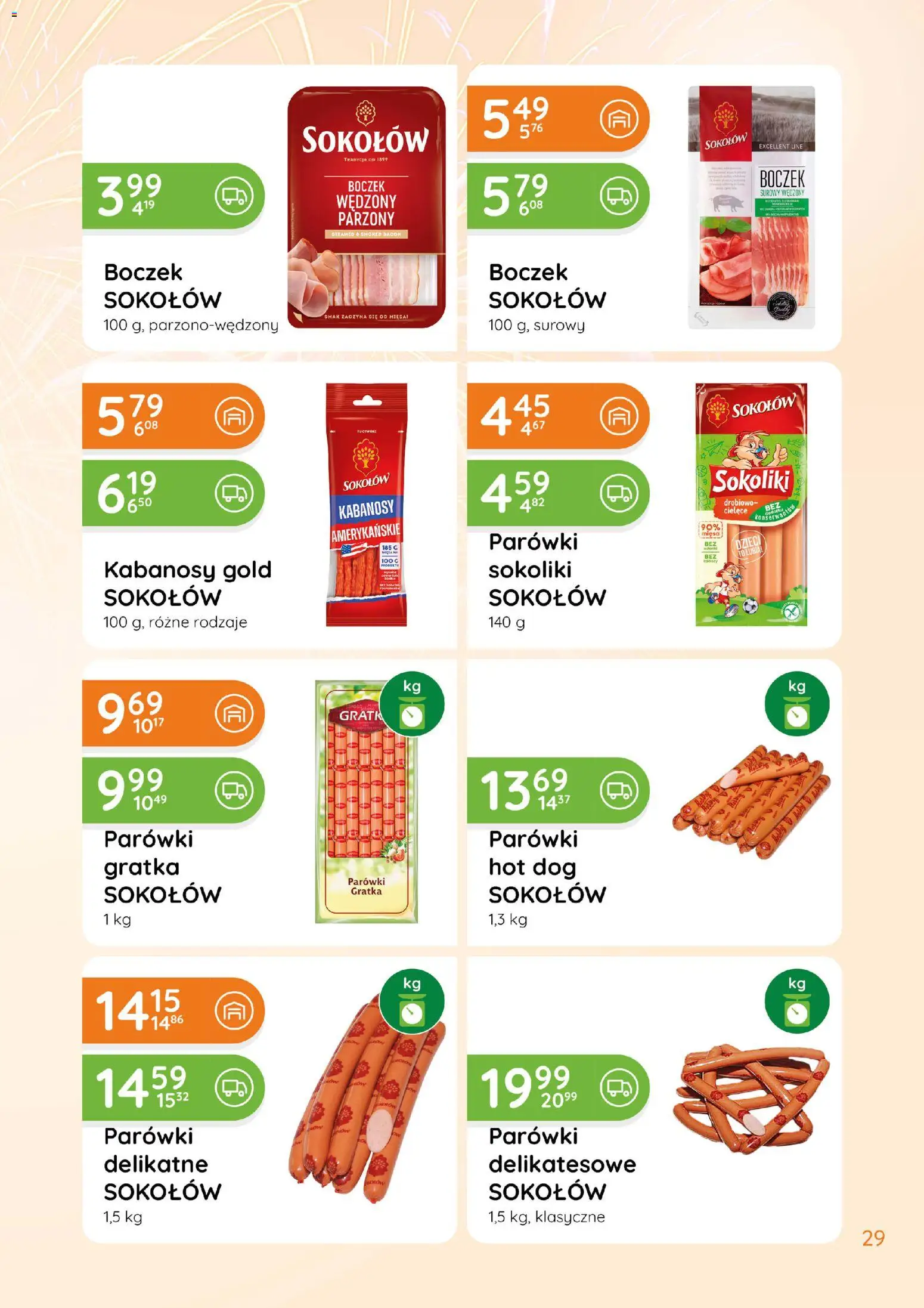 Eurocash Gazetka - Katalog Wędliny od 01.01.2026 | Strona: 29 | Produkty: Mięso, Kabanosy, Parówki, Boczek wędzony