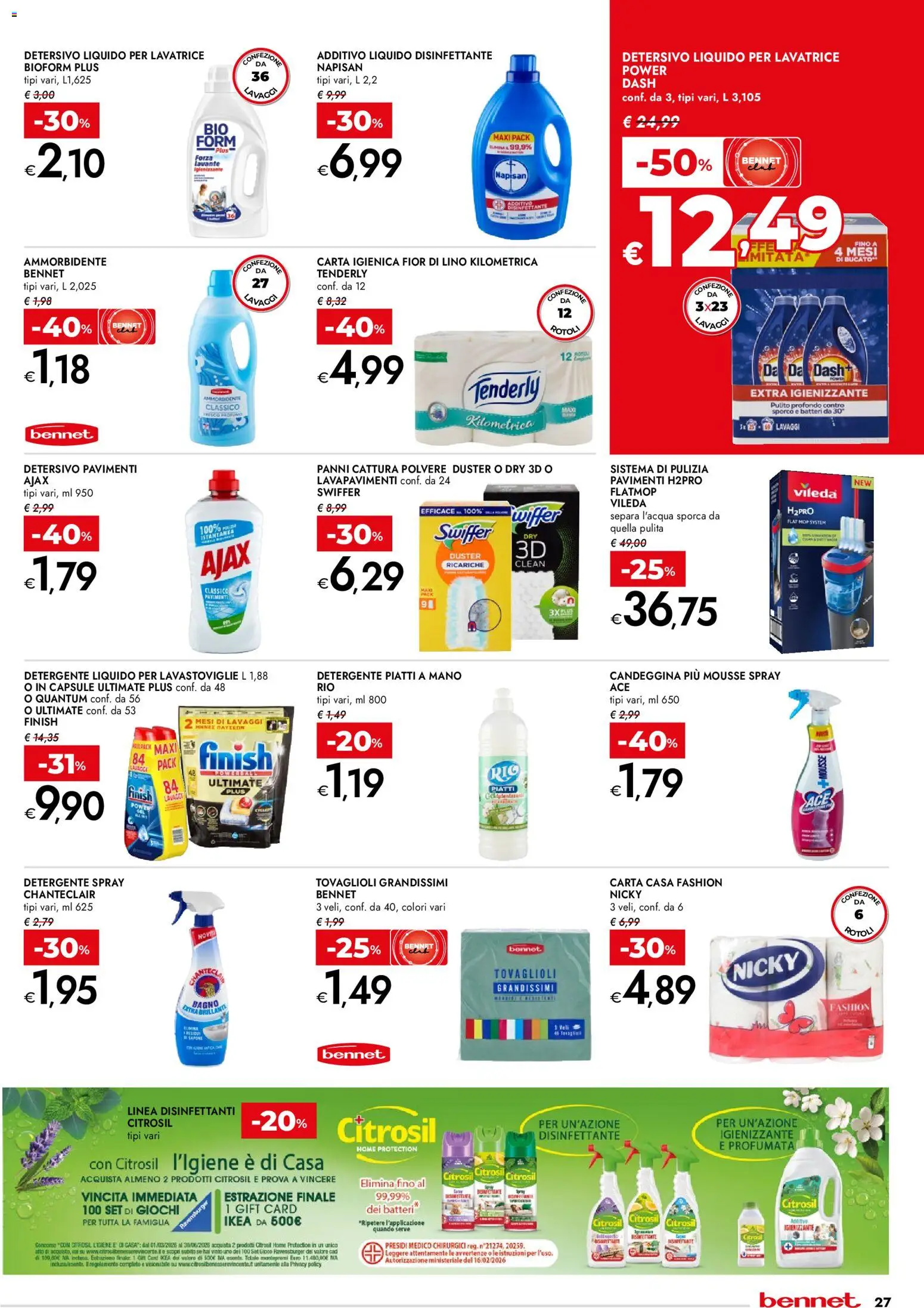 Volantino bennet del 23.04.2026 | Pagina: 27 | Prodotti: Carta igienica, Sapone, Lavatrice, Lavastoviglie