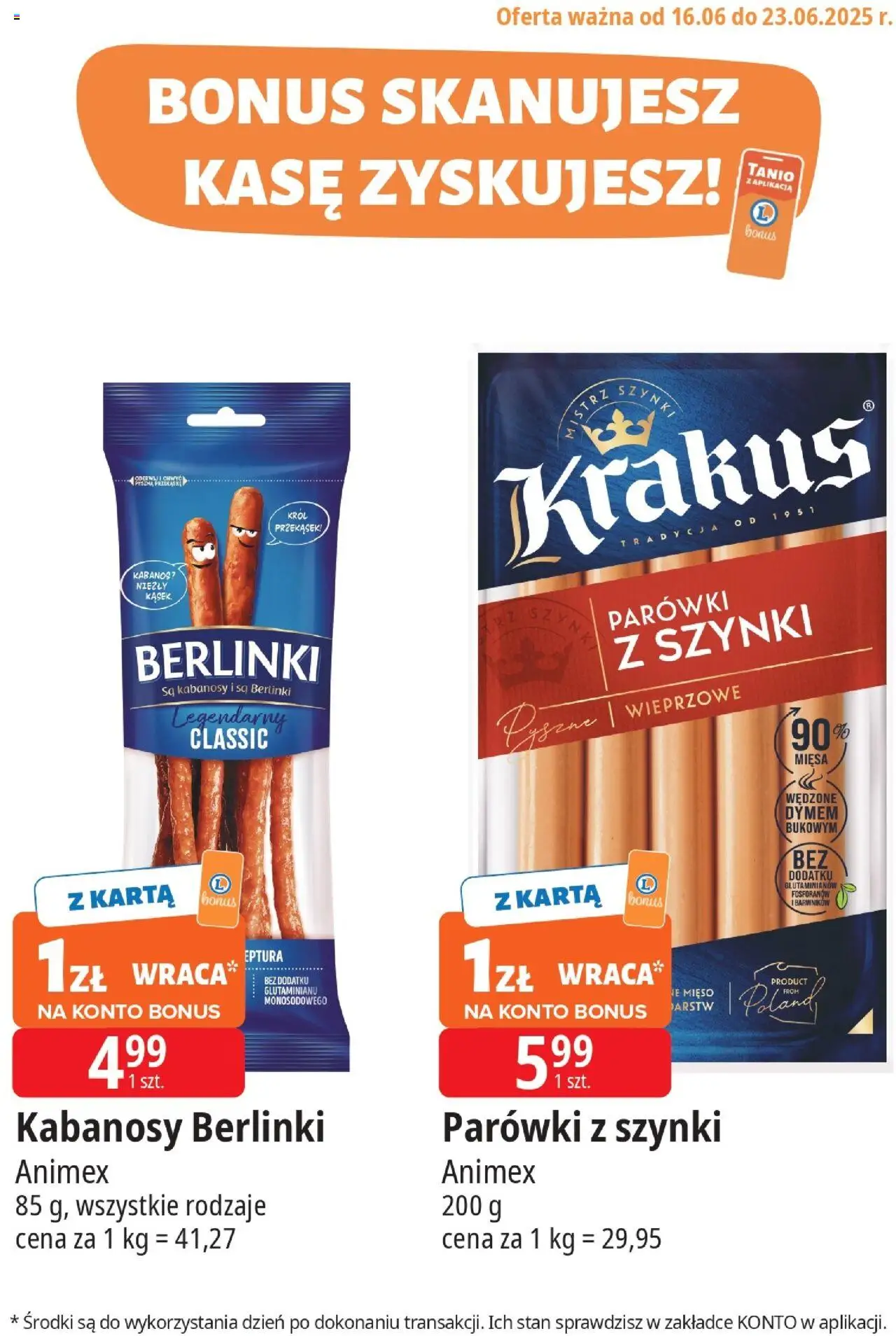 E.Leclerc Gazetka - Kupony dodatkowe od 16.06.2025 | Strona: 3 | Produkty: Parówki berlinki, Parówki z szynki, Kabanosy, Parówki