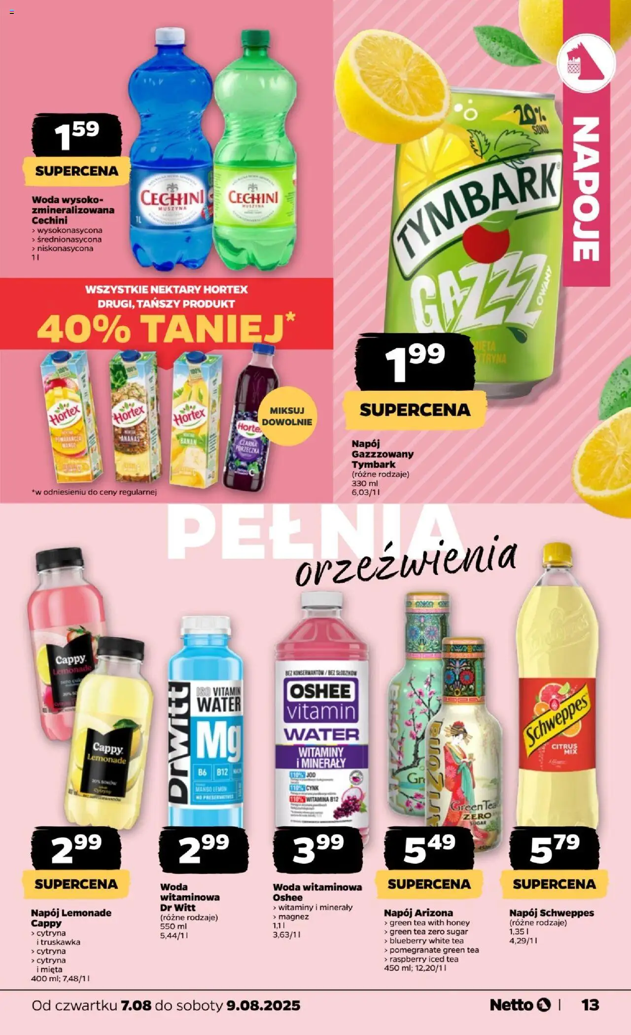 Netto gazetka - Spożywcza od 07.08.2025 | Strona: 13 | Produkty: Cytryna, Napoje, Mięta, Woda