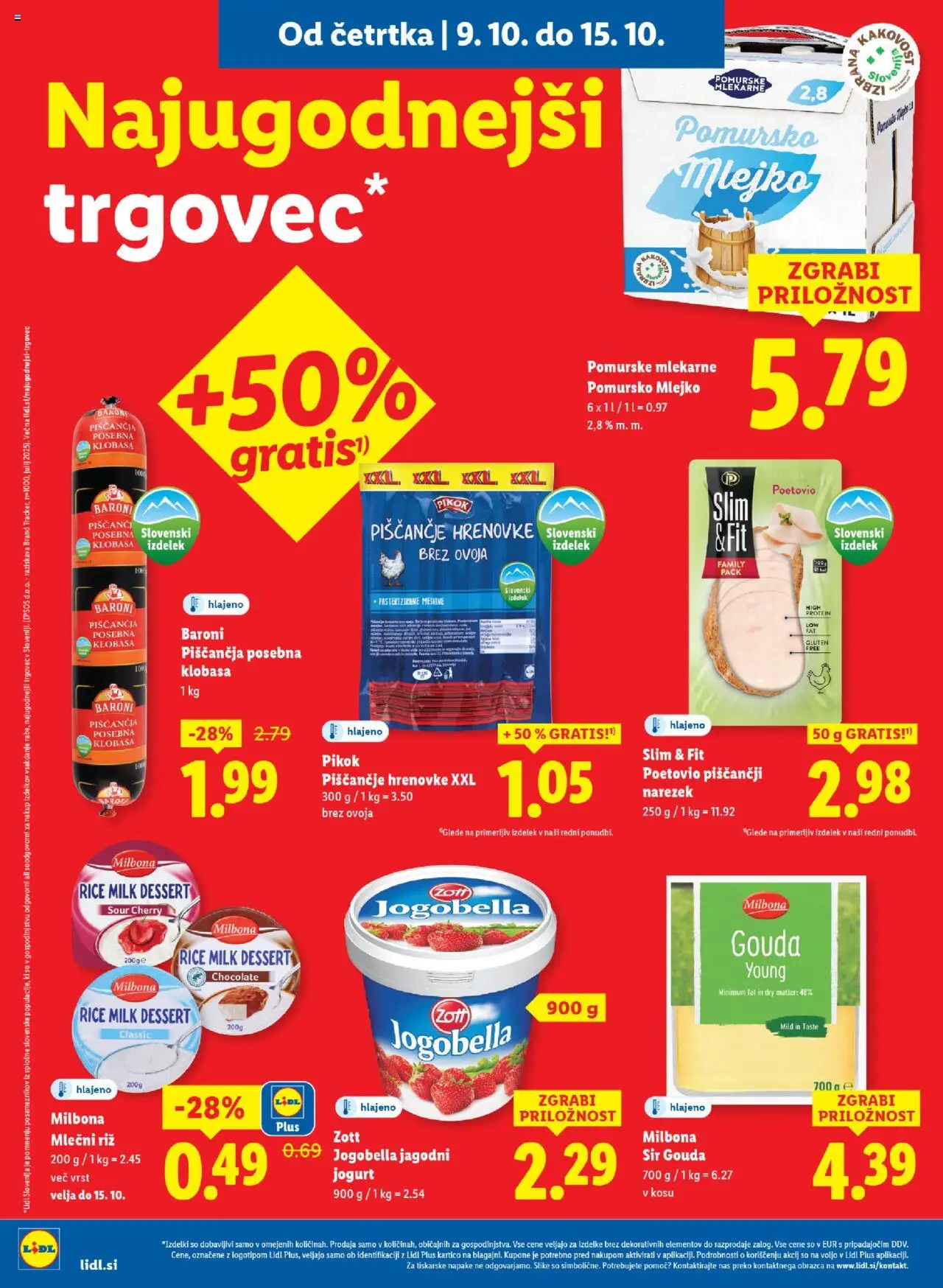 Novi Lidl katalog ponudbe – veljaven od 09.10.2025 | Stran: 6 | Izdelki: Hrenovke, Sir, Jogurt, Riz