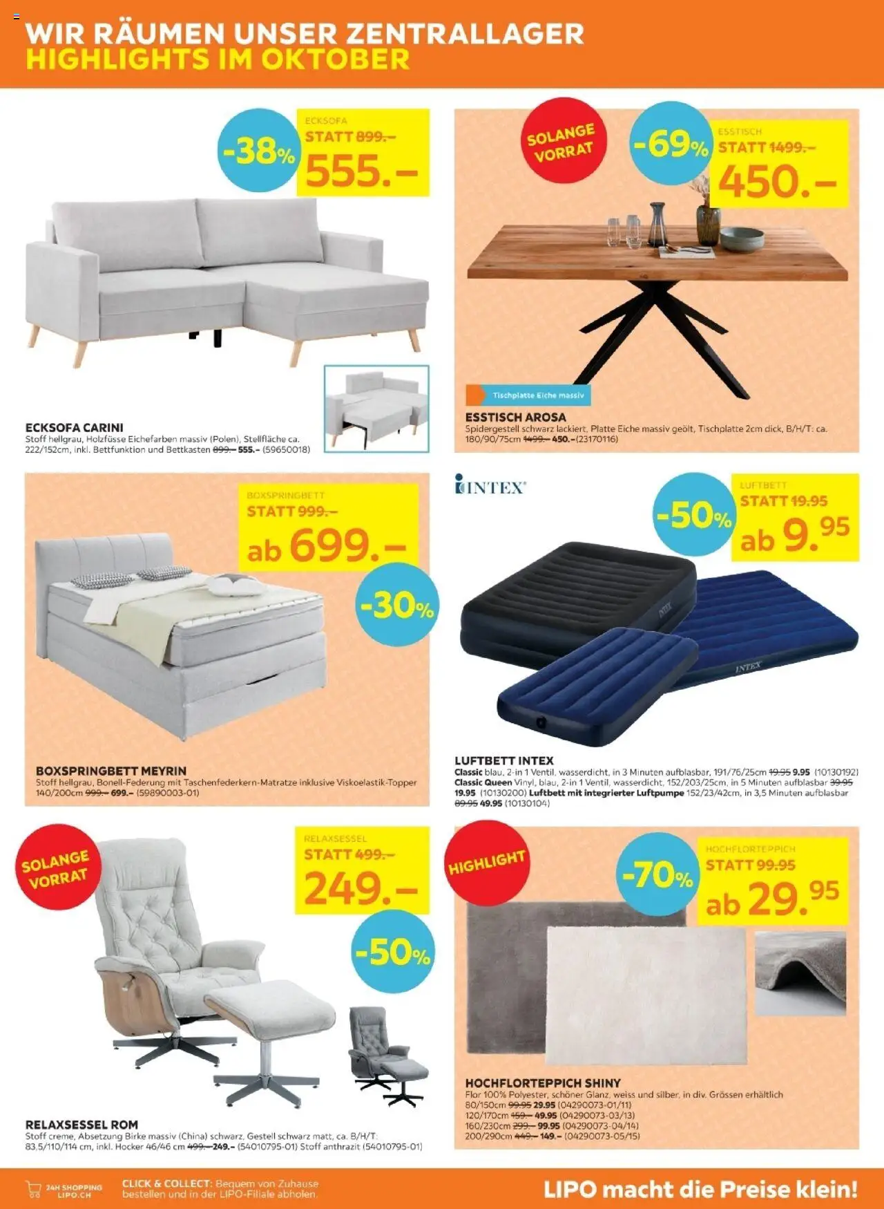 Lipo Aktionen – gültig ab 21.10.2025 | Seite: 3 | Produkte: Hocker, Luftpumpe, Boxspringbett, Relaxsessel