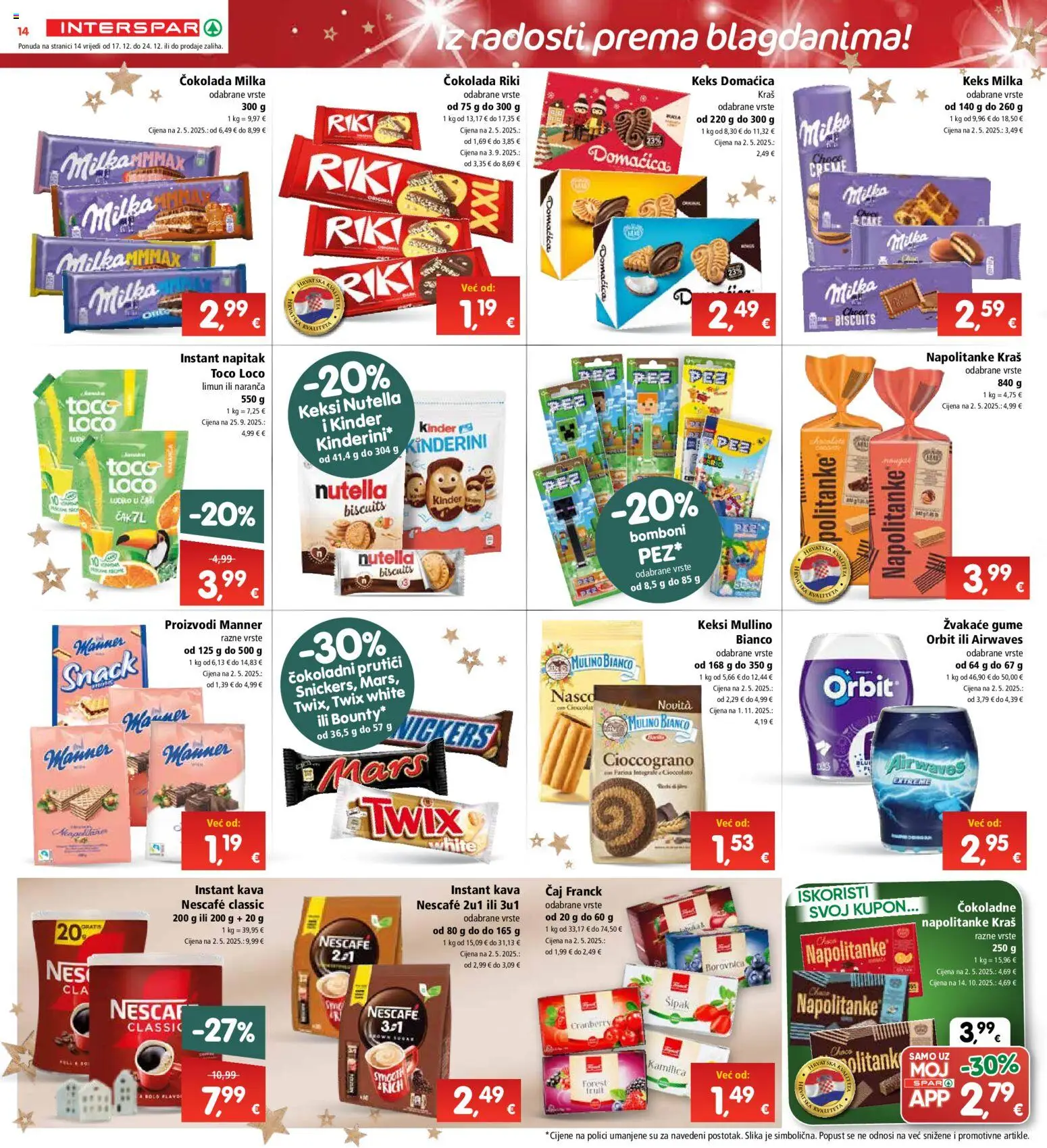 Interspar katalog | vrijedi od 17.12.2025 | Stranica: 14 | Proizvodi: Keksi, Nescafe, Limun, Borovnica