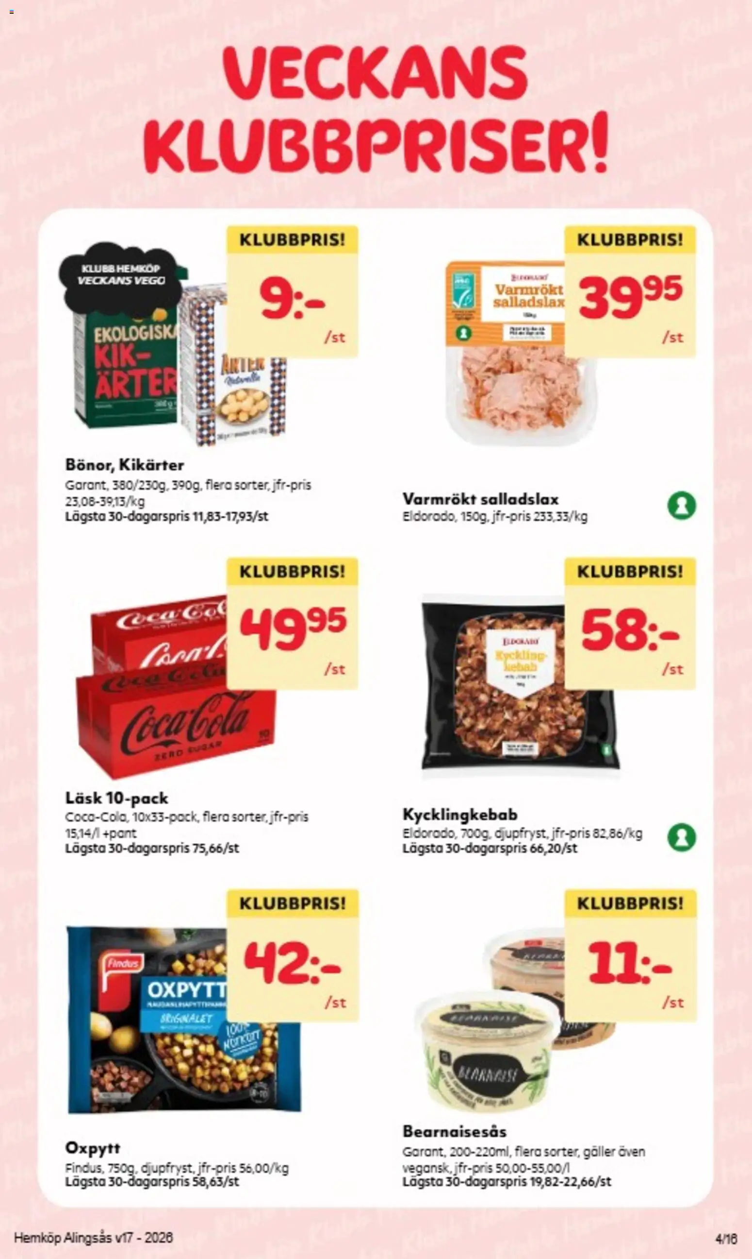 Hemköp reklamblad aktuell från 20.04.2026 | Sida: 2 | Produkter: Coca cola zero, Galler, Coca cola, Bearnaisesås