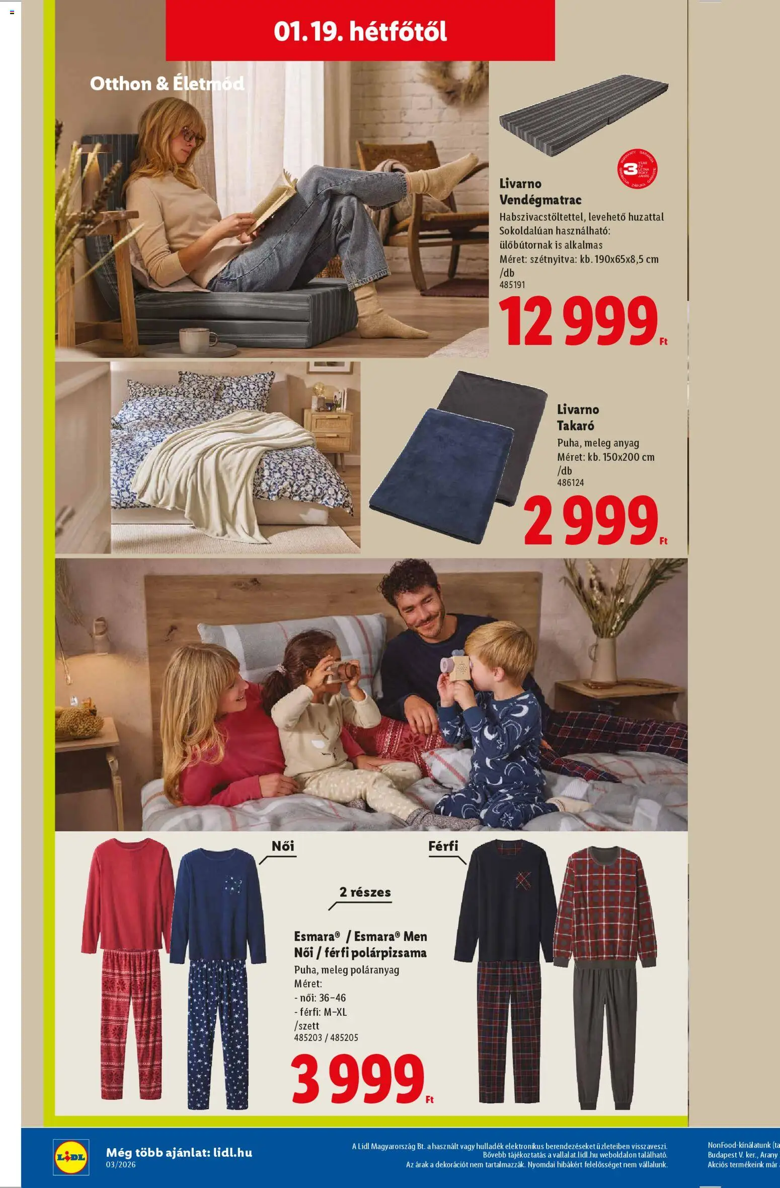 Lidl akciós ujság - amely érvényes a következő dátumtól: 15.01.2026 | Oldal: 20 | Termékek: Takaró