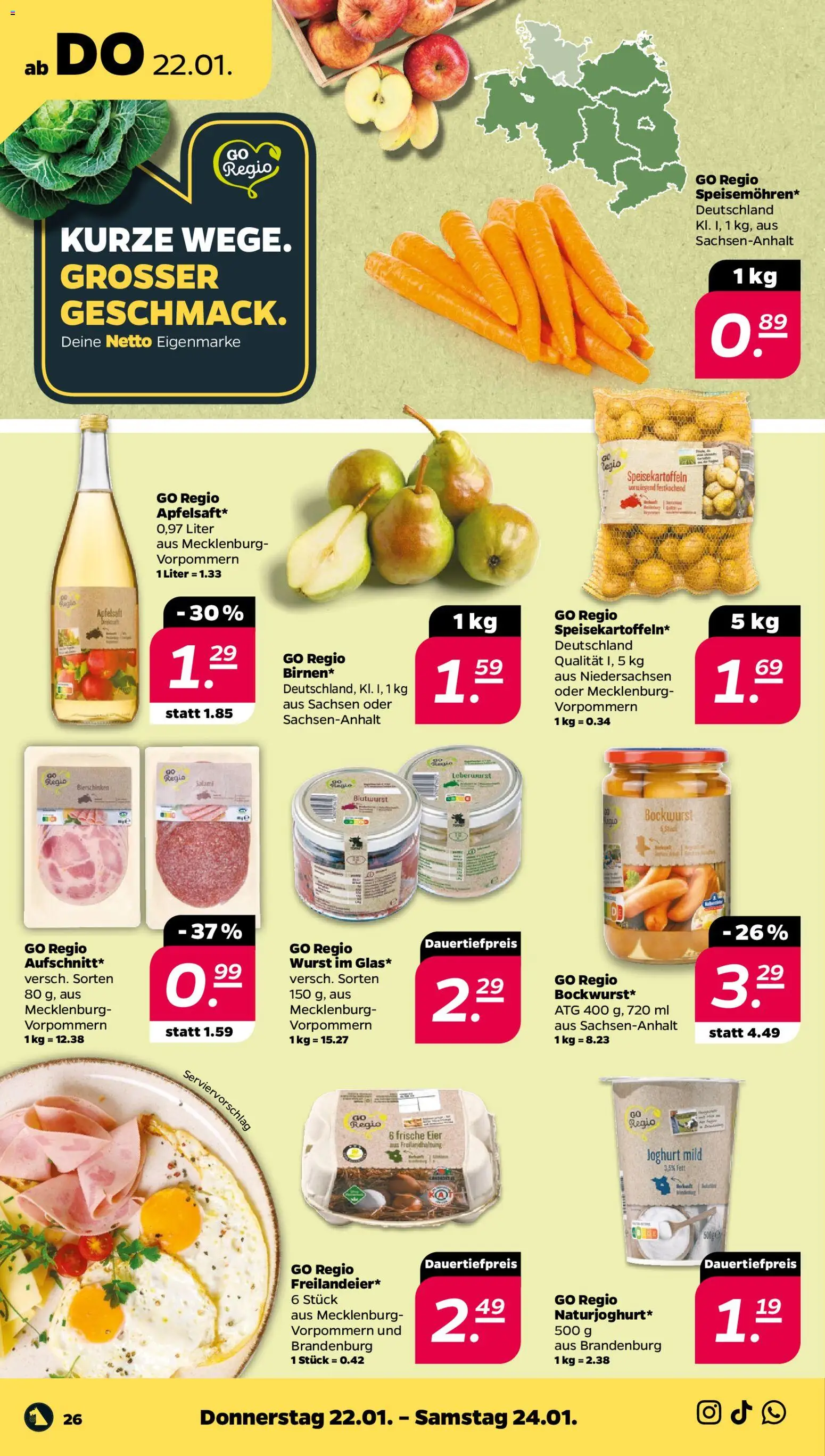 Netto Prospekt 	 – gültig ab 19.01.2026 | Seite: 28 | Produkte: Bockwurst, Joghurt, Wurst, Salami