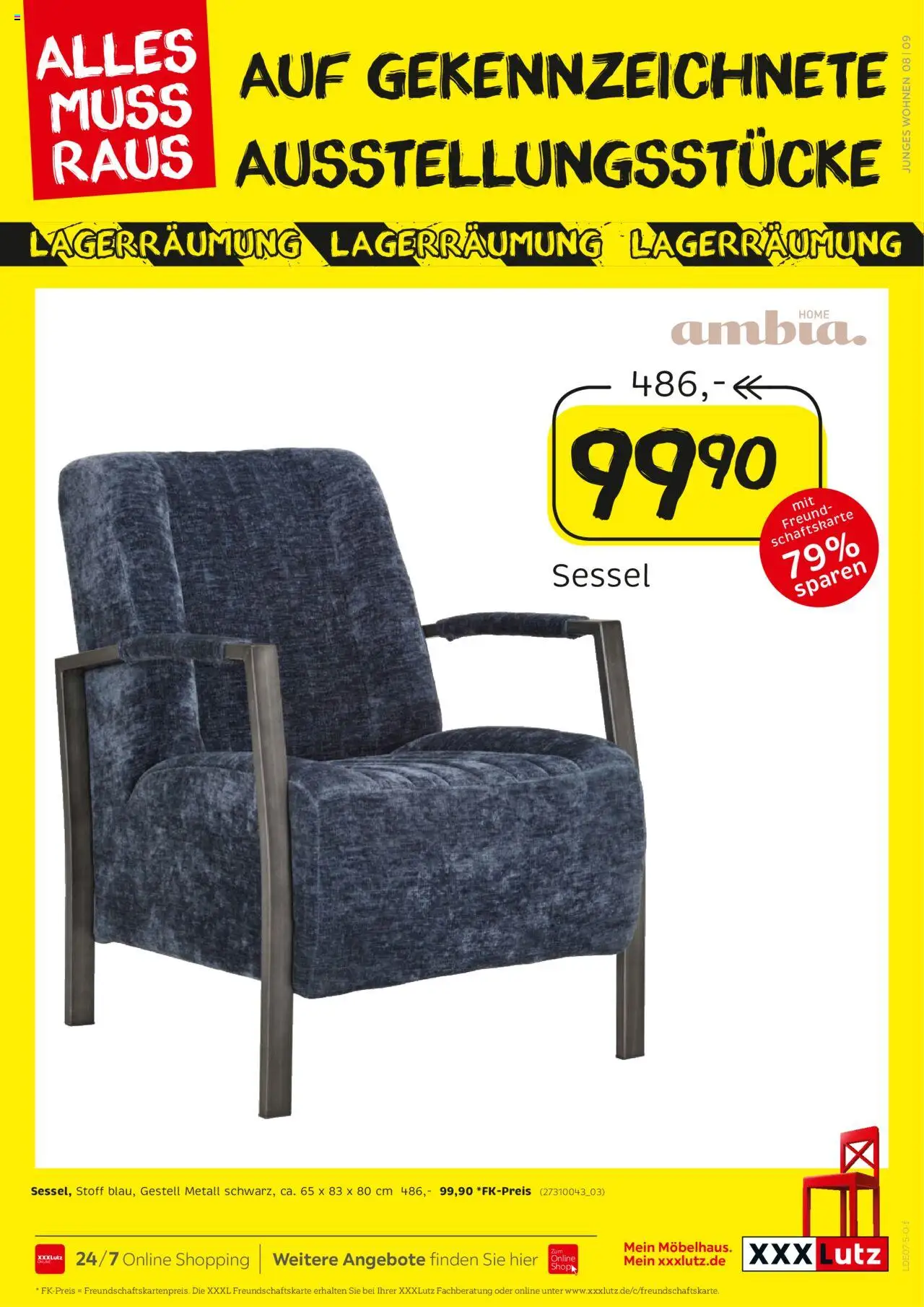 XXXL Lutz Größte Lagerräumungsverkauf - gültig ab dem 18.08.2025 | Seite: 9 | Produkte: Sessel