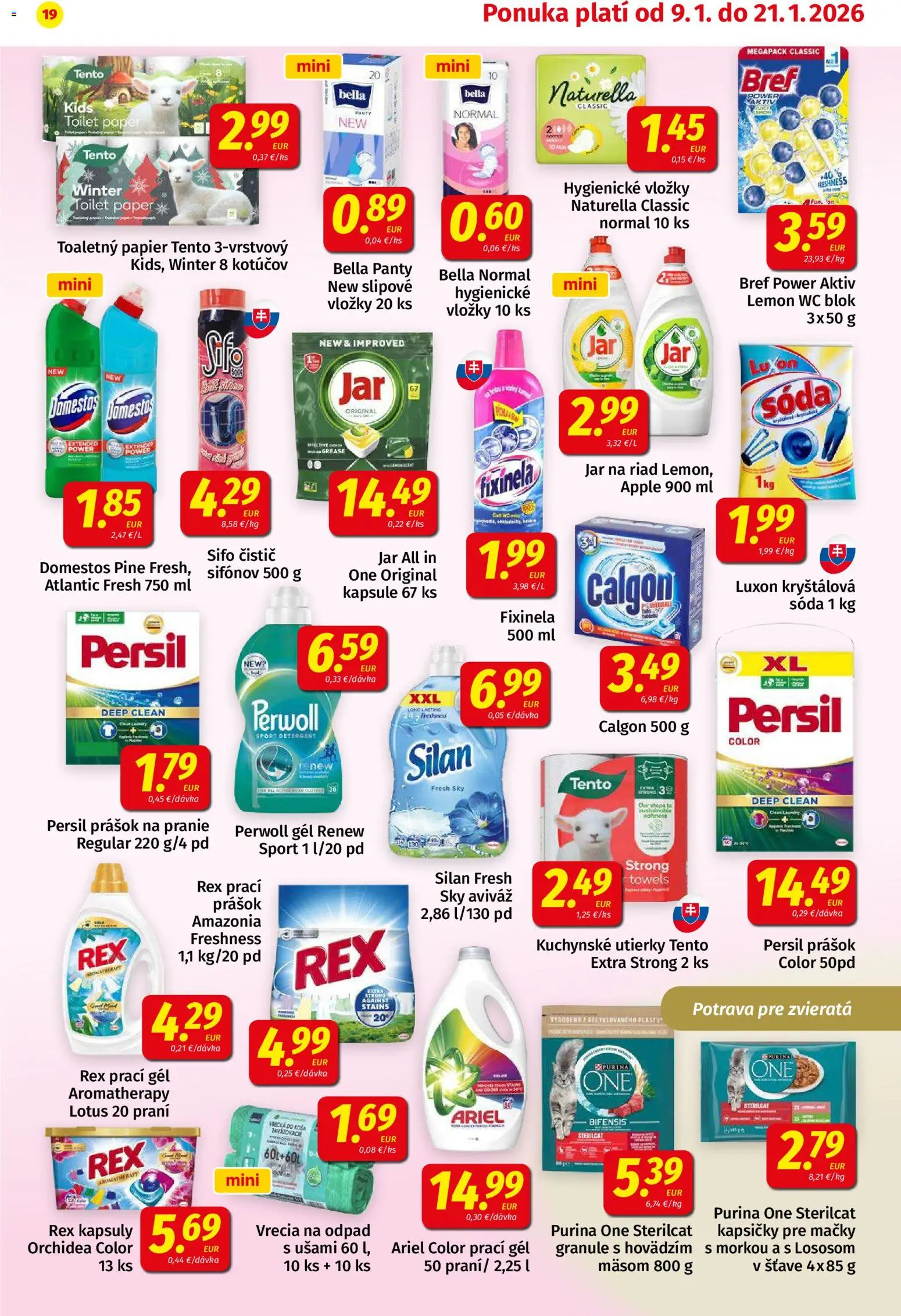 Nové Koruna akcie – leták je platný od 09.01.2026 | Strana: 19 | Produkty: Silan, Apple, Domestos, Jar