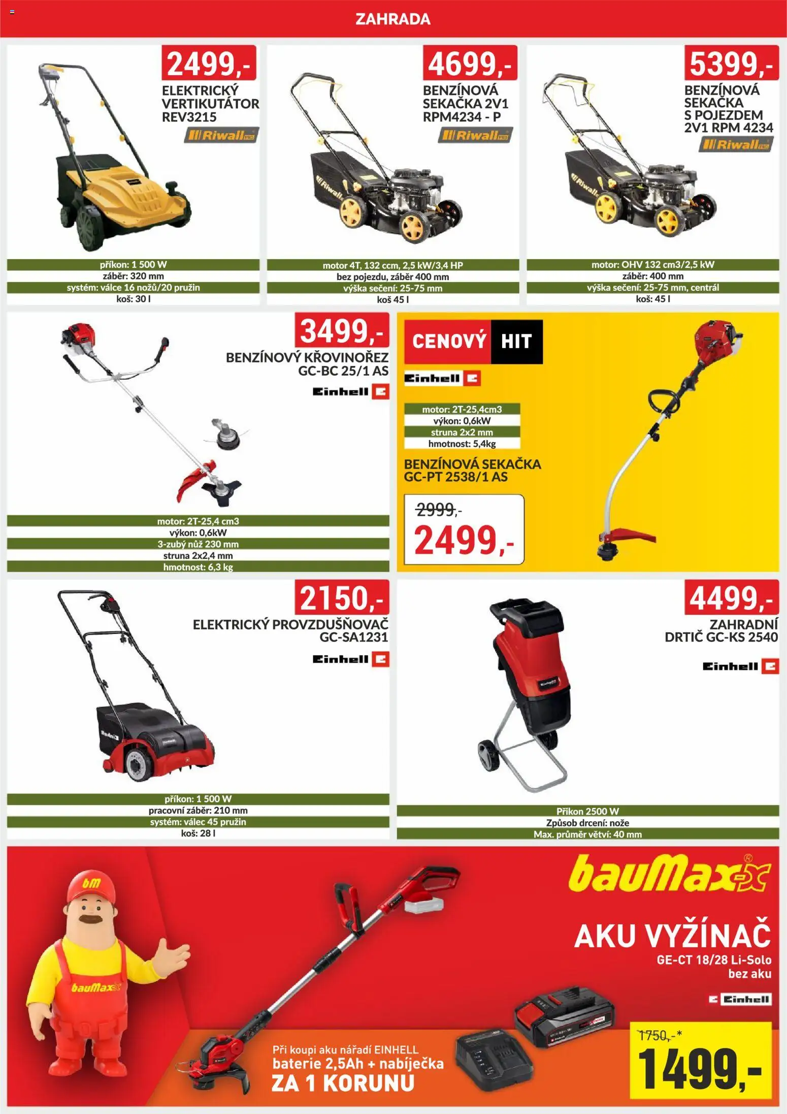 BAUMAX leták od 01.03.2026 | Strana: 8 | Produkty: Nůž, Drtič, Křovinořez, Baterie