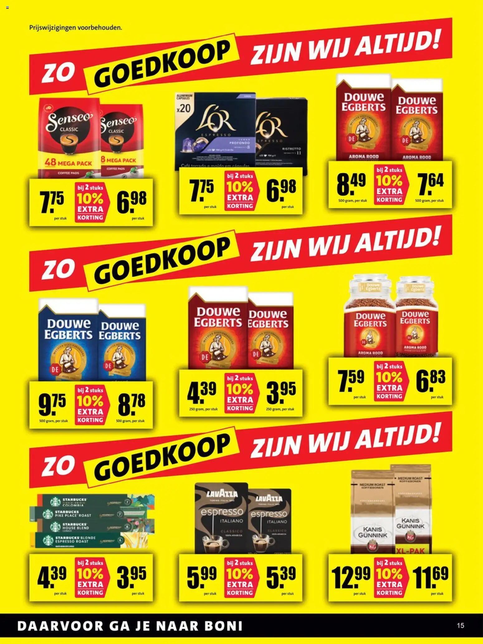 {H1} | Pagina: 15 | Producten: Koffiebonen, Lavazza, Pads