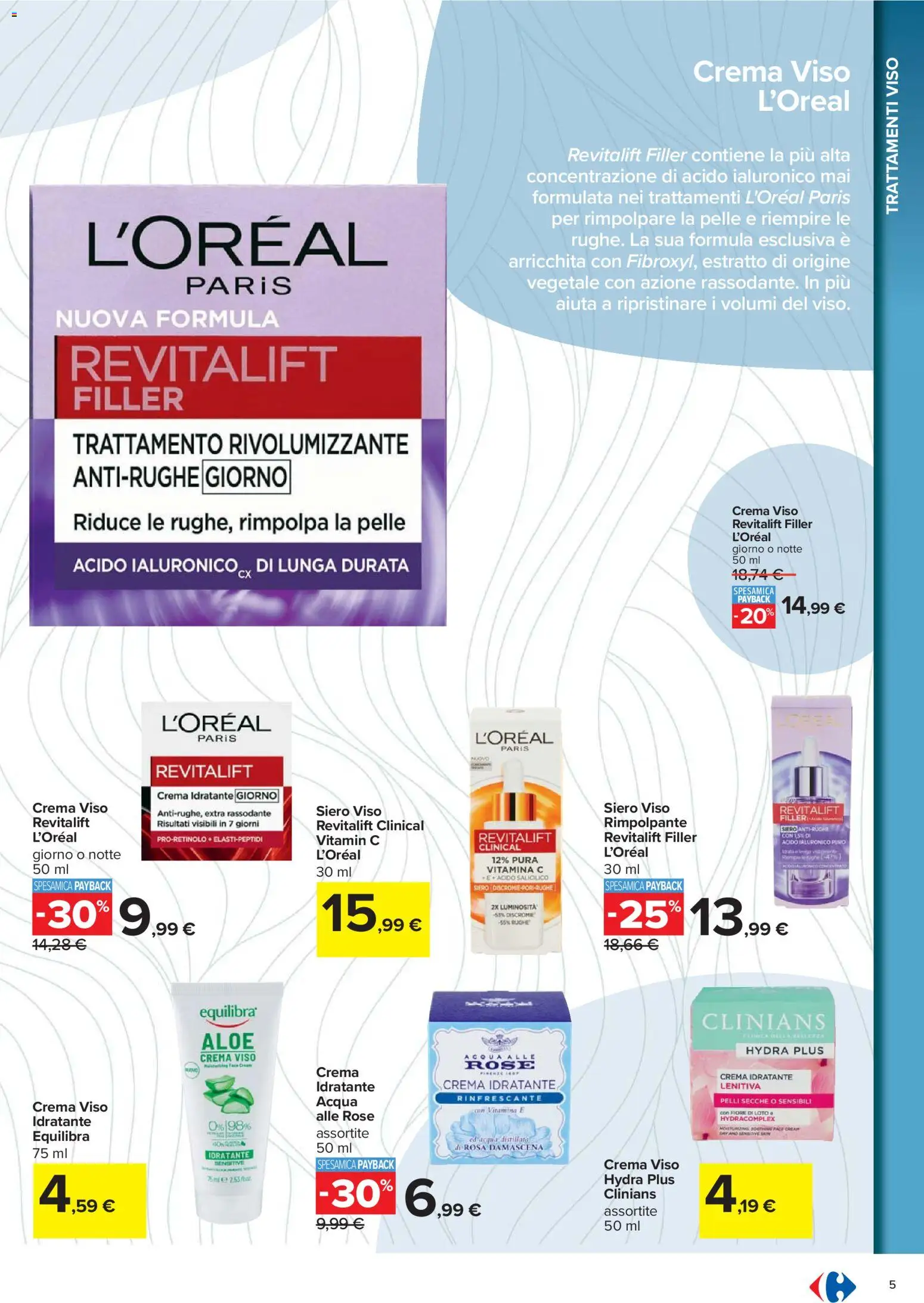 Volantino Carrefour del 07.11.2025 | Pagina: 5 | Prodotti: Crema, Crema viso, Acqua