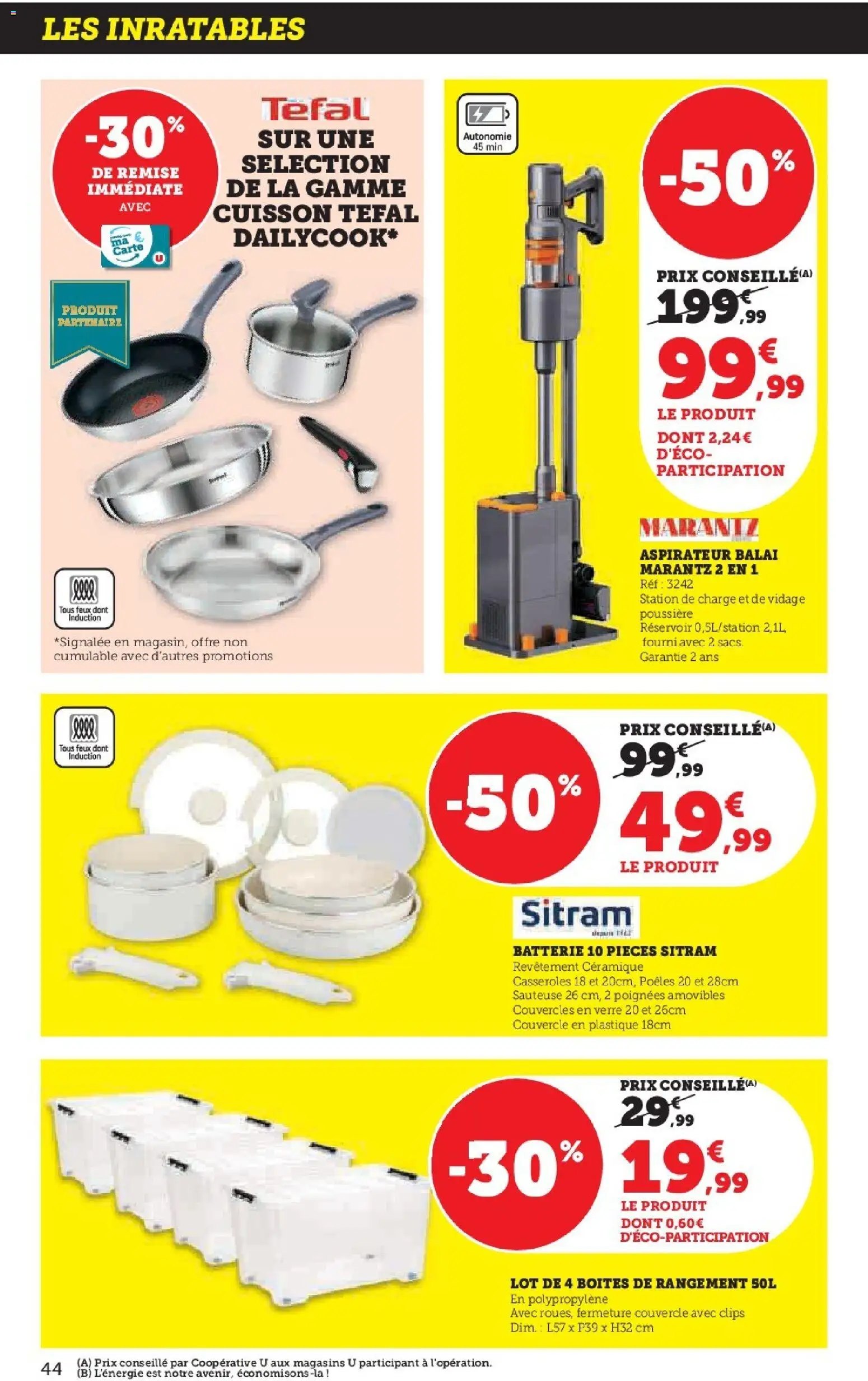 {H1} | Page: 44 | Produits: Aspirateur, Casseroles, Balai, Tefal