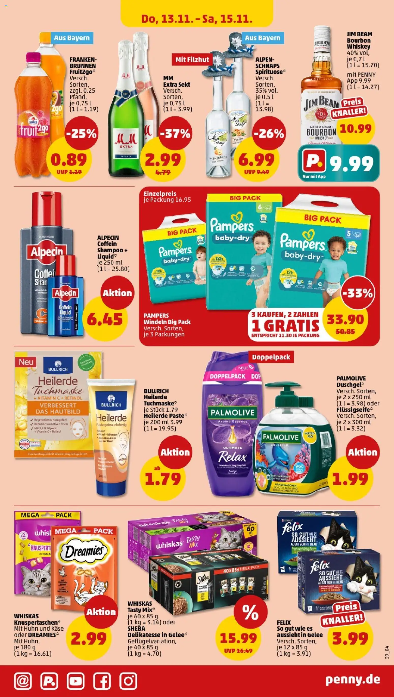 Penny - Bayern – gültig ab 10.11.2025 | Seite: 39 | Produkte: Käse, Sekt, Whiskey, Whiskas