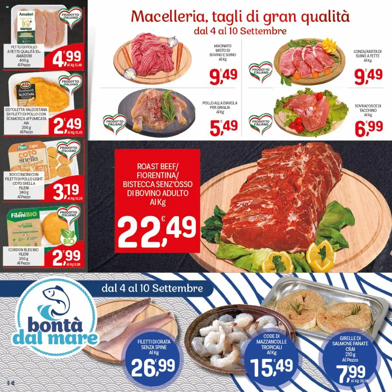 Volantino CRAI del 04.09.2025 | Pagina: 6 | Prodotti: Bovino, Salmone, Orata, Suino