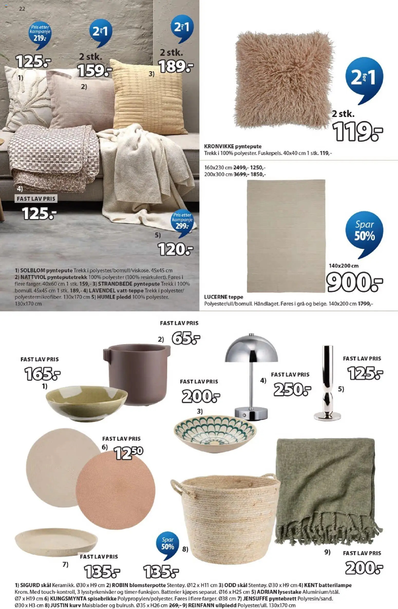 {H1} | Side: 22 | Produkter: Pledd, Суміш дитяча, Kurv, Teppe