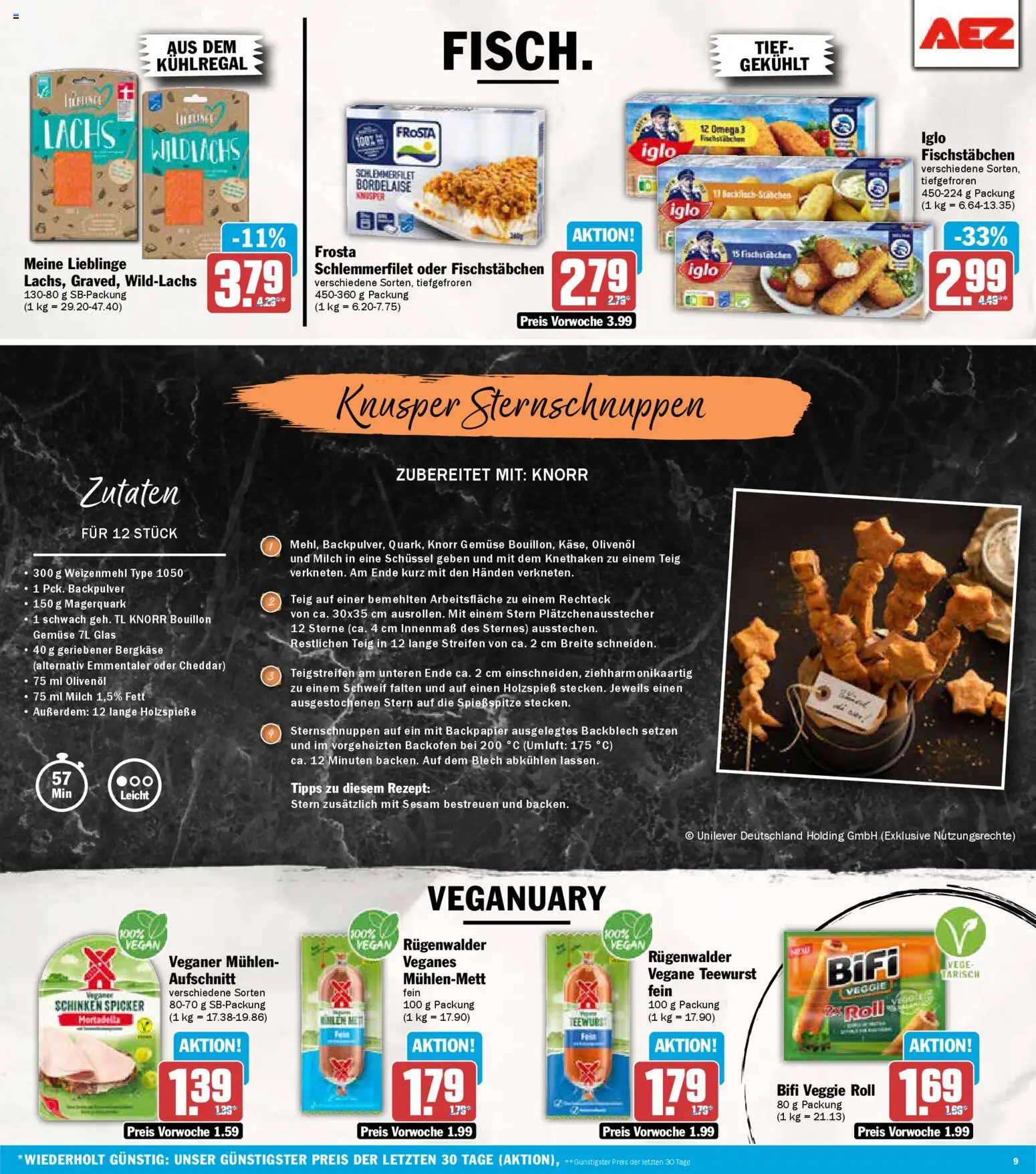 AEZ Prospekt 	 – gültig ab 29.12.2025 | Seite: 9 | Produkte: Frosta, Fischstabchen, Magerquark, Backofen