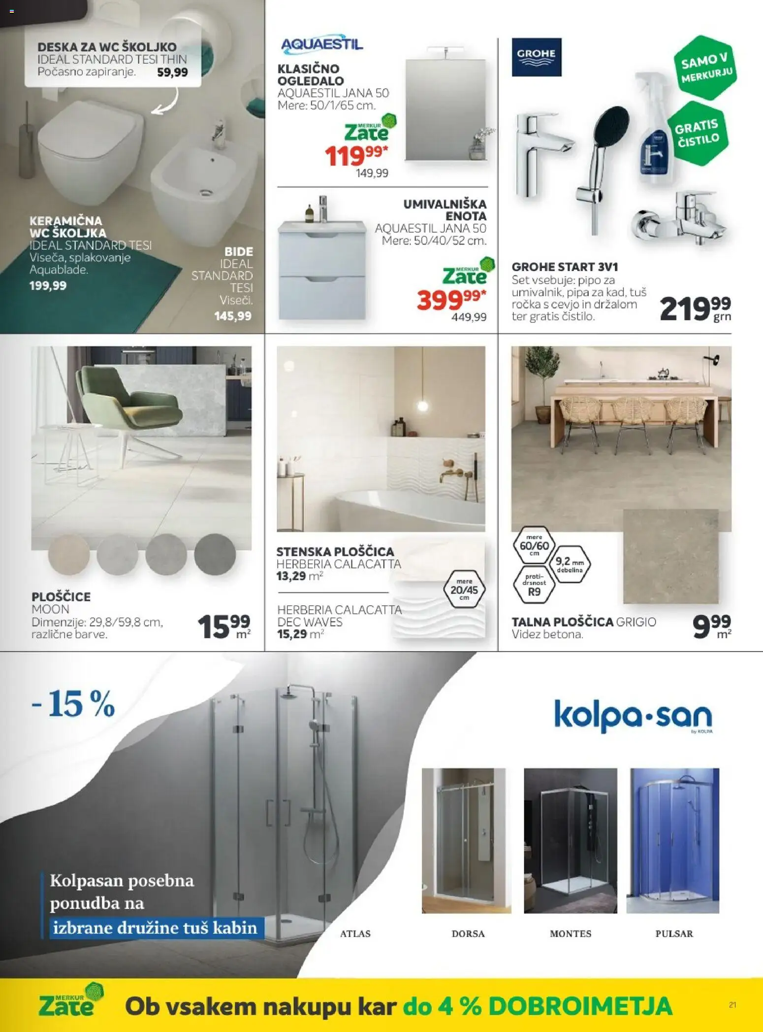Novi Merkur katalog ponudbe – veljaven od 01.10.2025 | Stran: 19 | Izdelki: Ogledalo, Ploščice, WC školjka