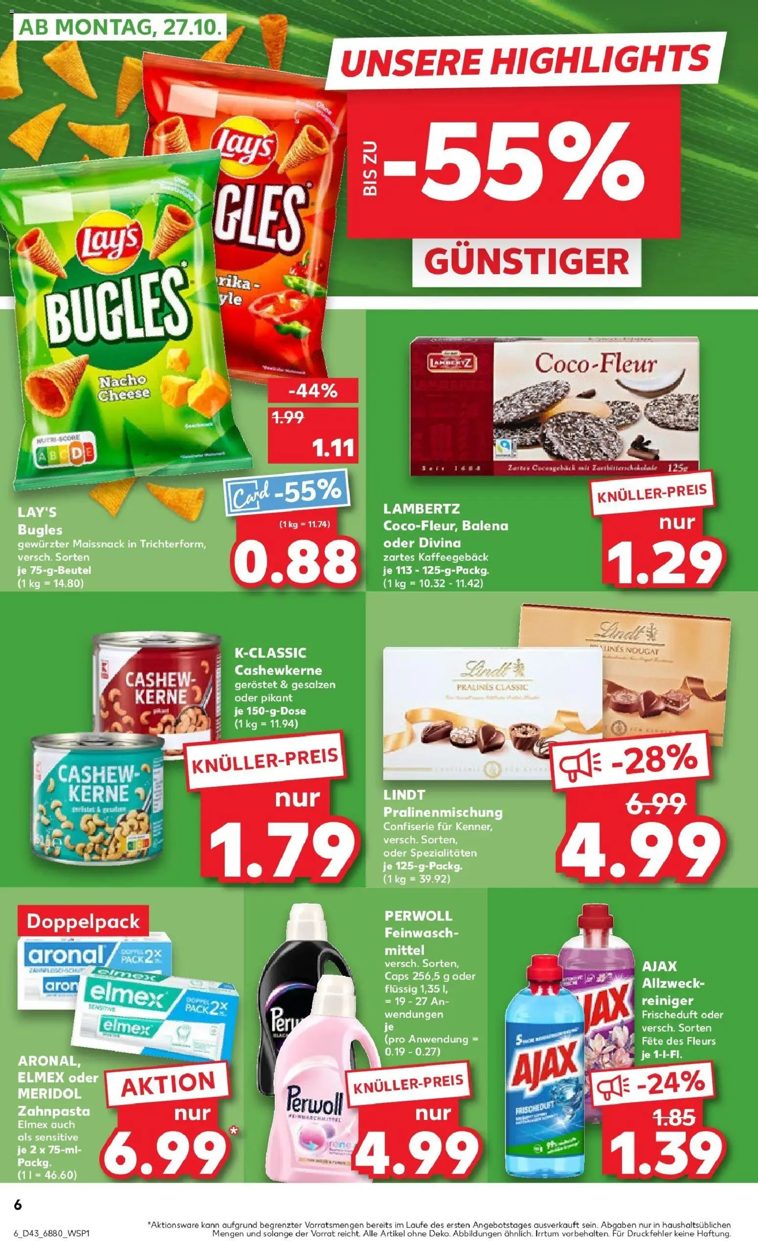 Kaufland prospekt Dillingen	 – gültig ab 27.10.2025 | Seite: 6 | Produkte: Perwoll, Zahnpasta, Lindt