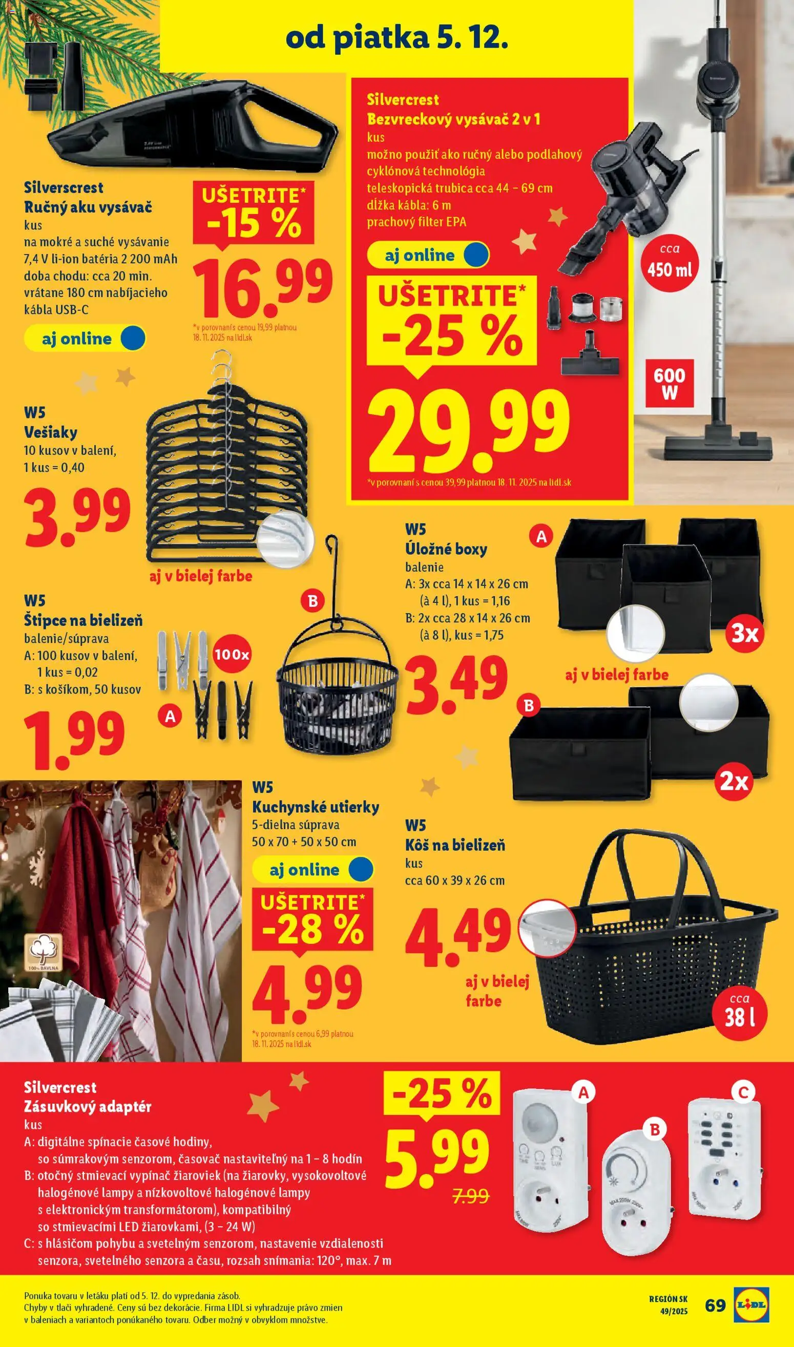 Nové Lidl akcie – leták je platný od 04.12.2025 | Strana: 36 | Produkty: Úložné boxy, Kôš na bielizeň, Vešiaky, Aku vysávač