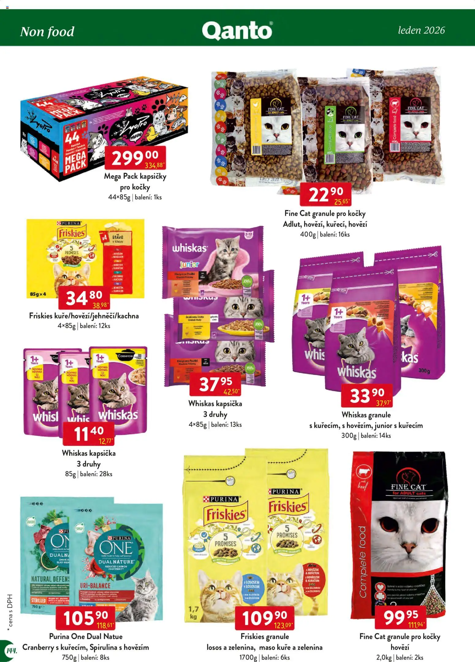 Astur & Qanto leták - Velkoobchod 01/2026 od 01.01.2026 | Strana: 144 | Produkty: Hovězí, Whiskas, Zelenina, Friskies granule