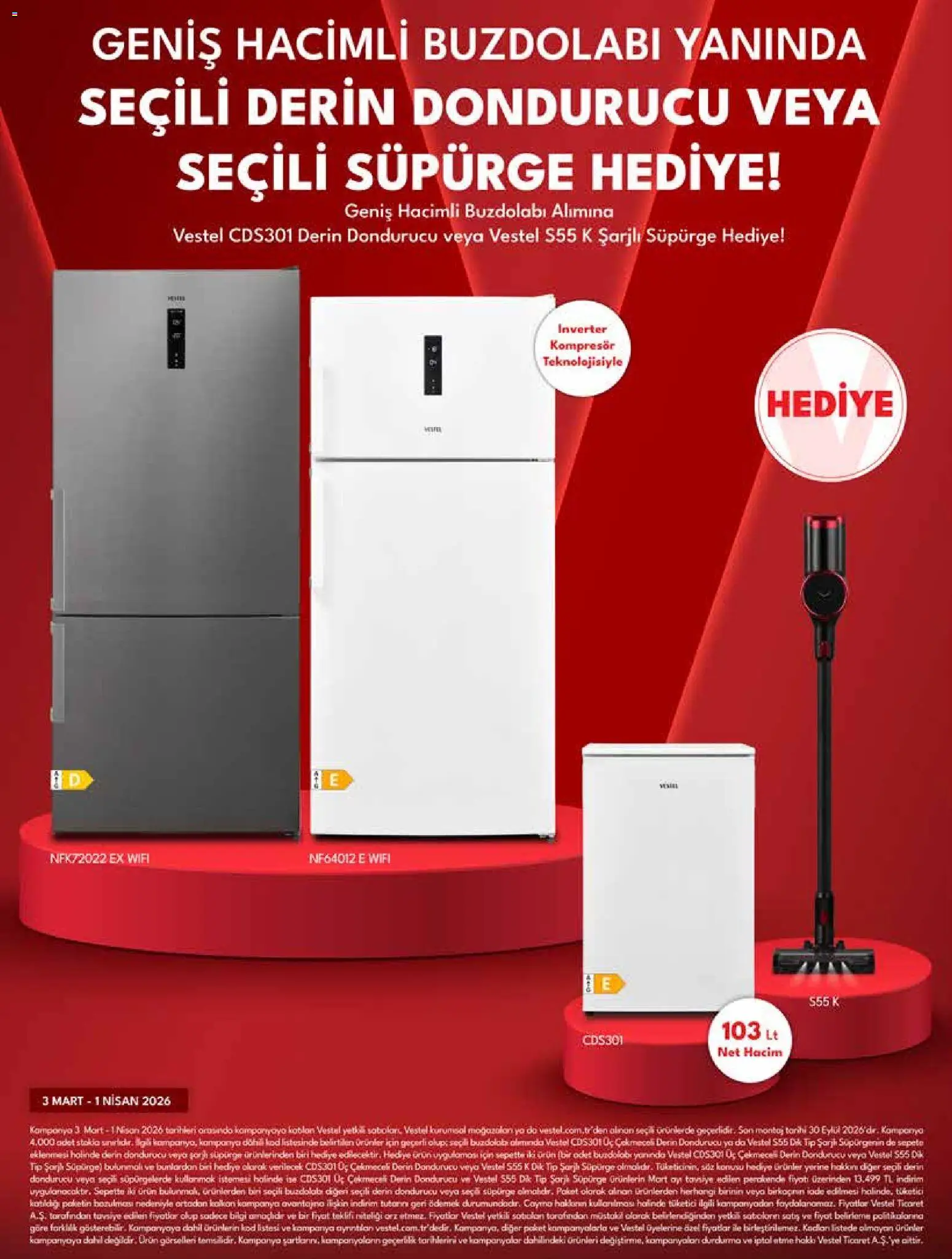Vestel Katalog - 01.03.2026 tarihinden itibaren geçerlidir | Sayfa: 7 | Ürünler: Buzdolabı, Dondurucu