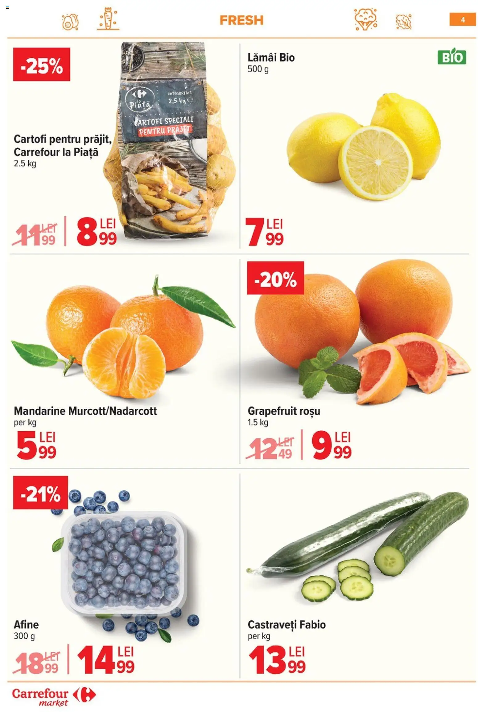 Noul catalog Carrefour – valabil de la 14.01.2026 | Pagină: 5 | Produse: Şerit ödül, Afine, Mandarine, Castraveți