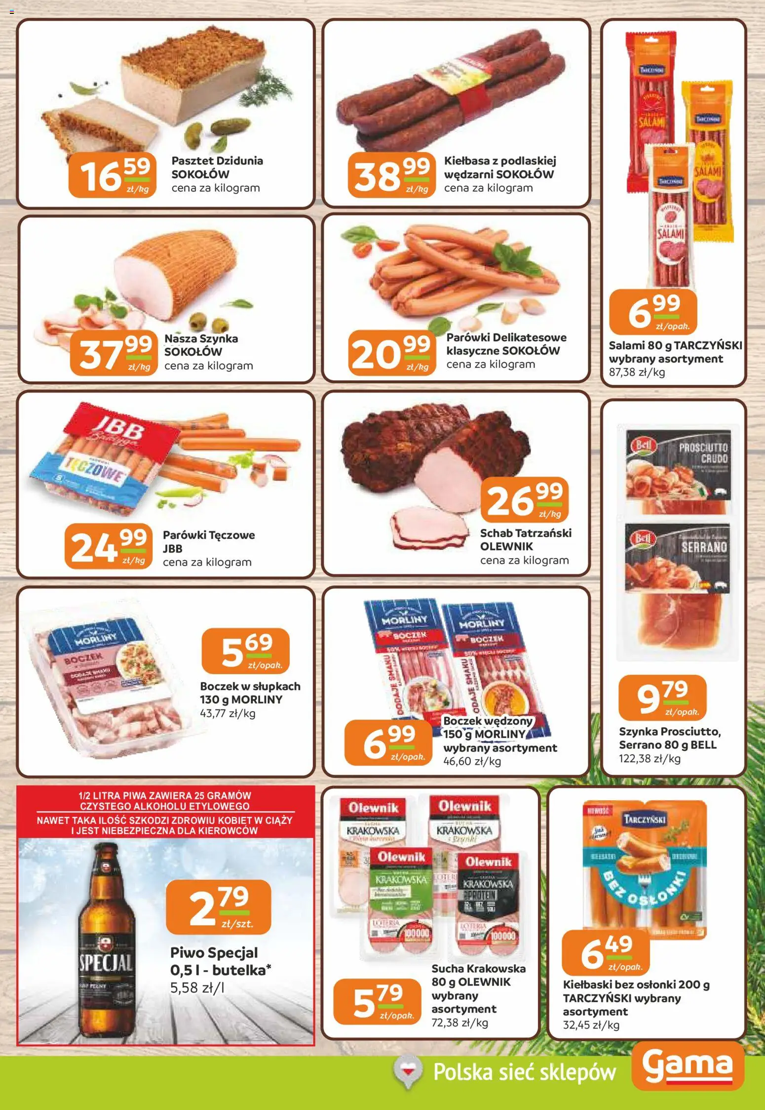 Gama Gazetka od 27.11.2025 | Strona: 3 | Produkty: Bell, Kiełbaski, Boczek wędzony, Piwo