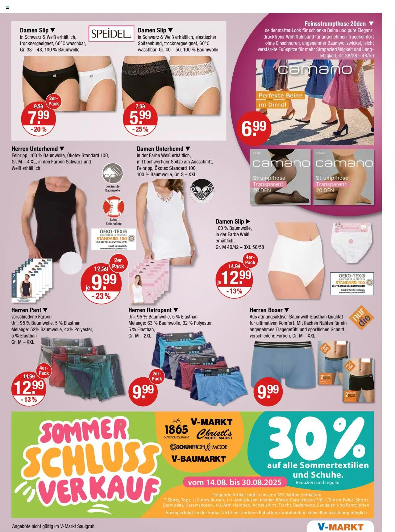 V-Markt - Hallertau/Oberpfalz - gültig ab dem 14.08.2025 | Seite: 19 | Produkte: Unterhemd, Slip, Boxer, Sandalen