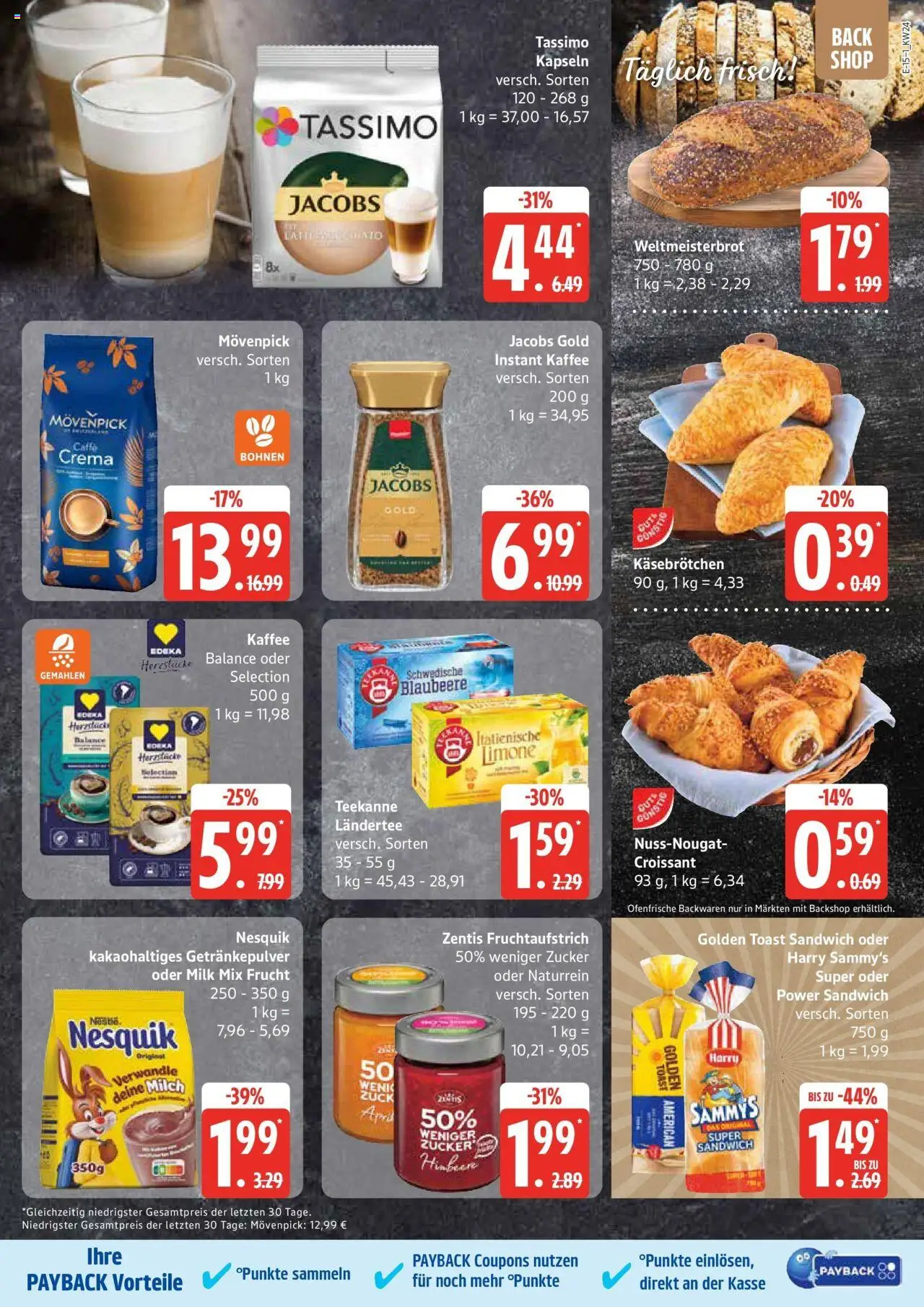 Edeka prospekt Großenwiehe	 - gültig ab dem 08.06.2025 | Seite: 15 | Produkte: Milch, Zucker, Teekanne, Tassimo