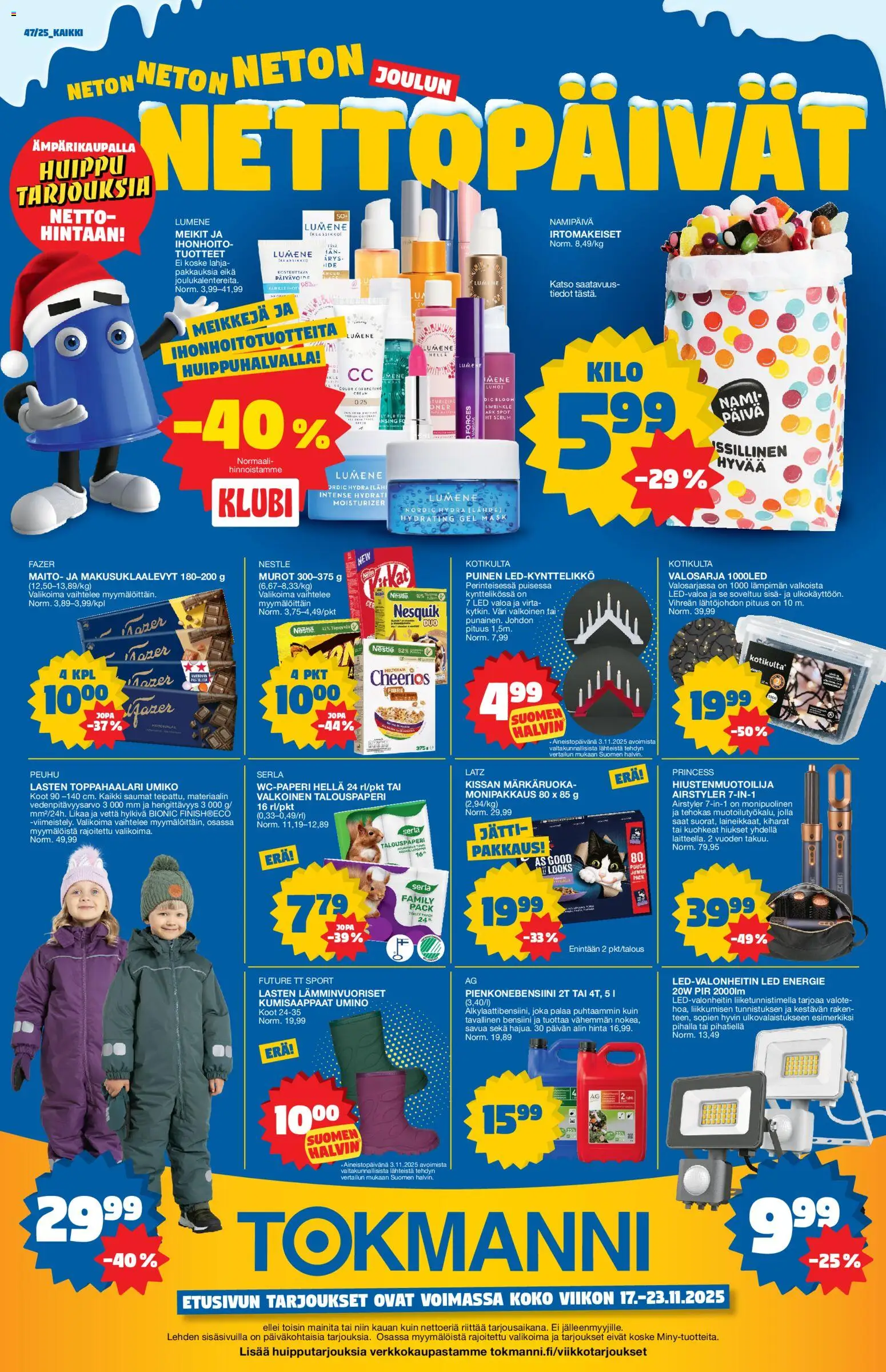 Tokmanni - Black Friday – voimassa 17.11.2025 alkaen | Sivu: 1 | Tuotteet: Hella, Wc-paperi, Maito, Kumisaappaat