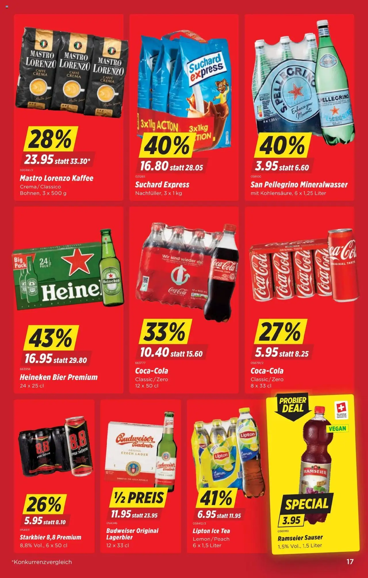 Denner Aktionen – gültig ab 21.10.2025 | Seite: 17 | Produkte: Coca Cola, Mineralwasser, Kaffee, Bier