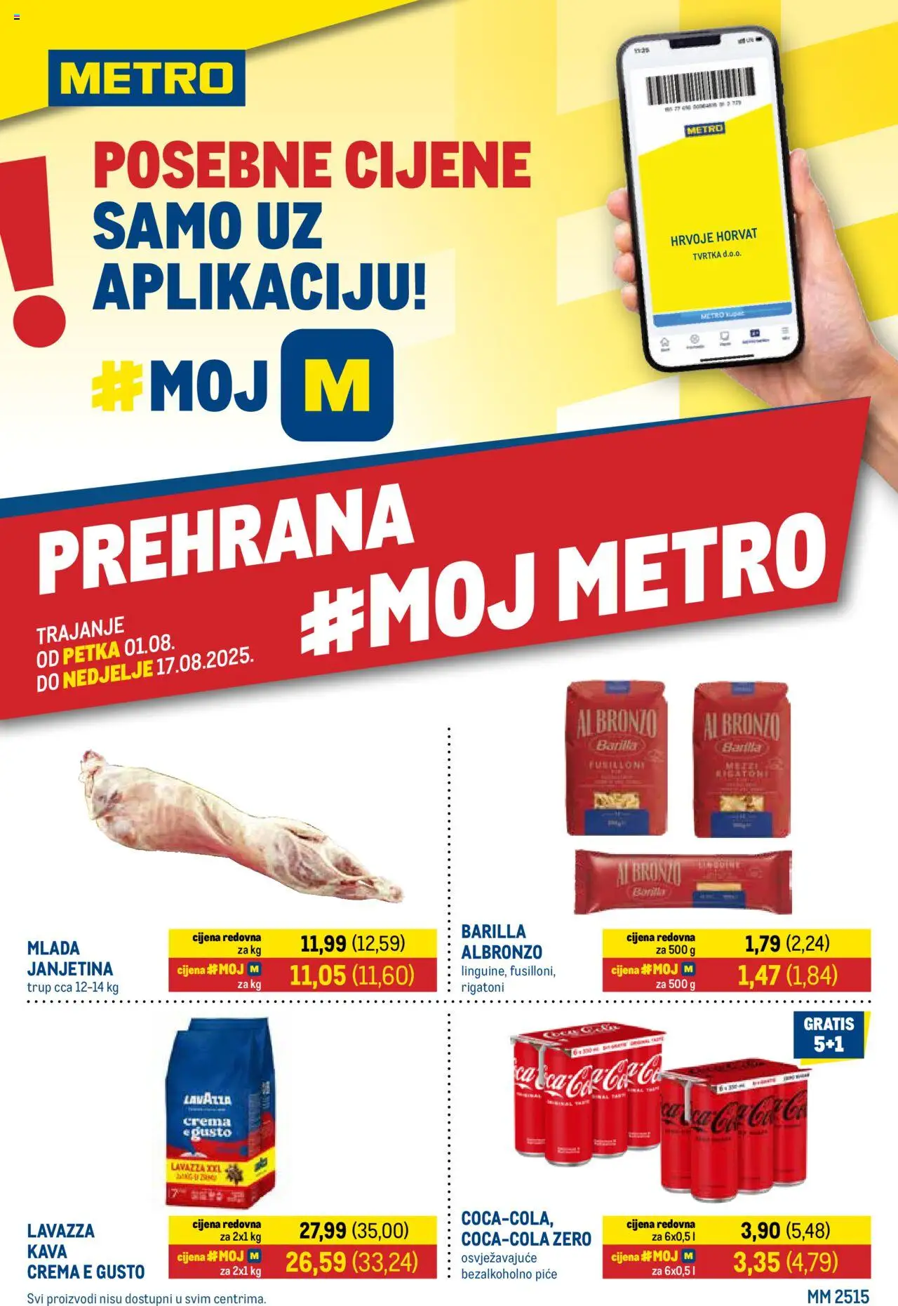 Metro katalog | vrijedi od 01.08.2025 | Stranica: 1 | Proizvodi: Janjetina, Kava, Barilla