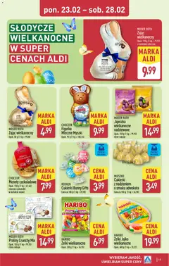 Pogląd oferty "Aldi Gazetka" - ważna od 23.02.2026 | Strona: 19 | Produkty: Czekolady, Czekoladki, Praliny, Cukierki