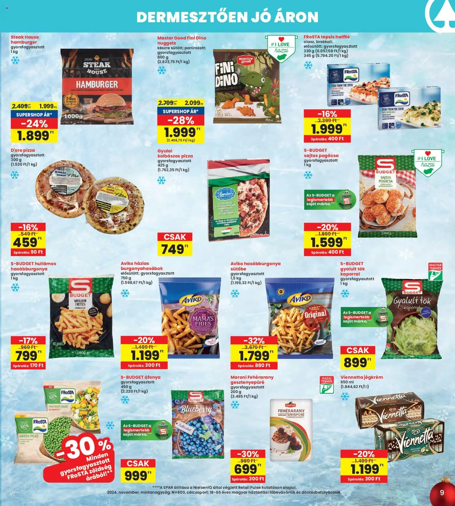 Interspar akciós ujság - amely érvényes a következő dátumtól: 18.12.2025 | Oldal: 9 | Termékek: Hamburger, Zöldség, Pogácsa, Jégkrém