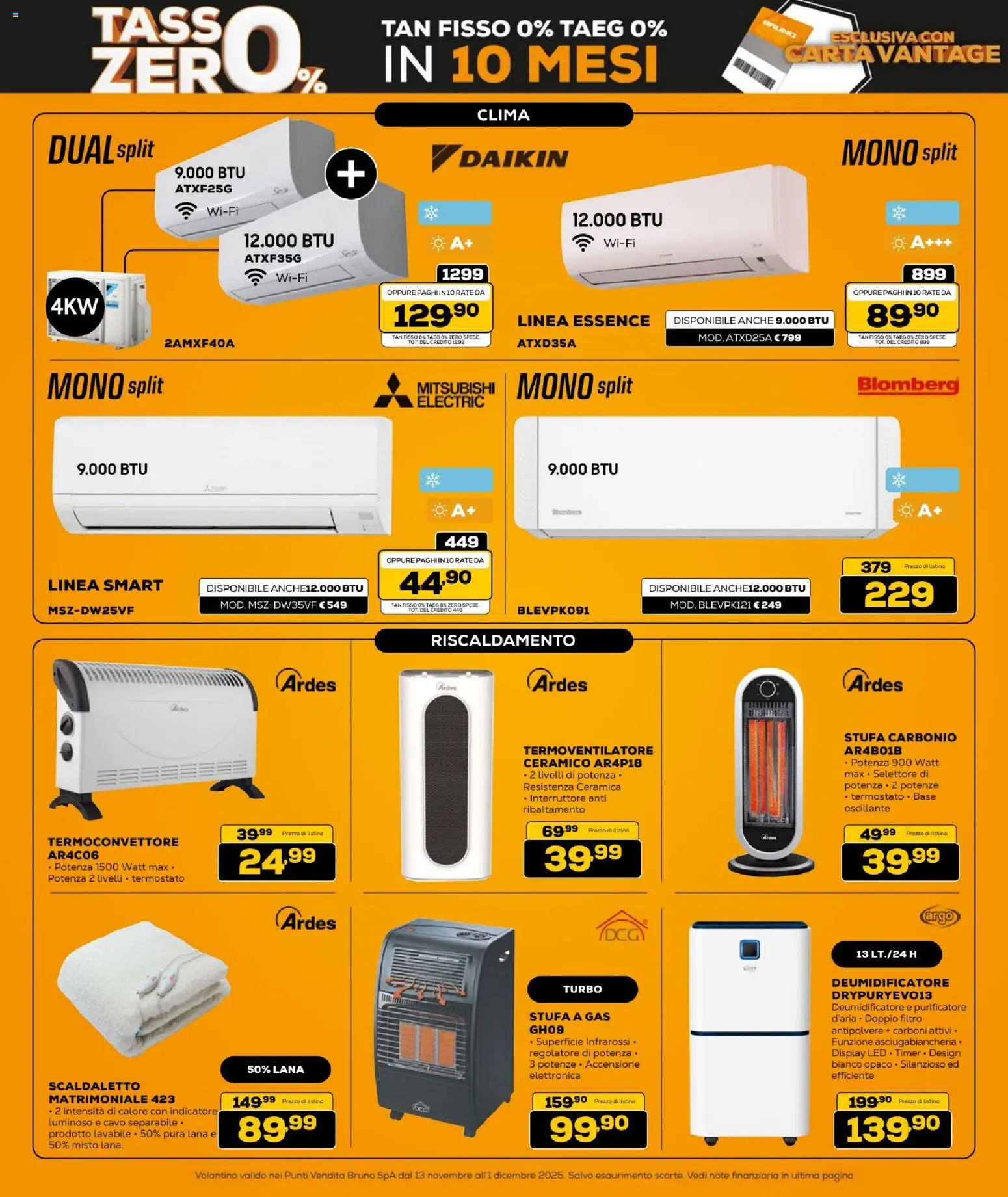 Volantino BRUNO del 13.11.2025 | Pagina: 25 | Prodotti: Deumidificatore, Stufa, Cavo, Stufa a gas
