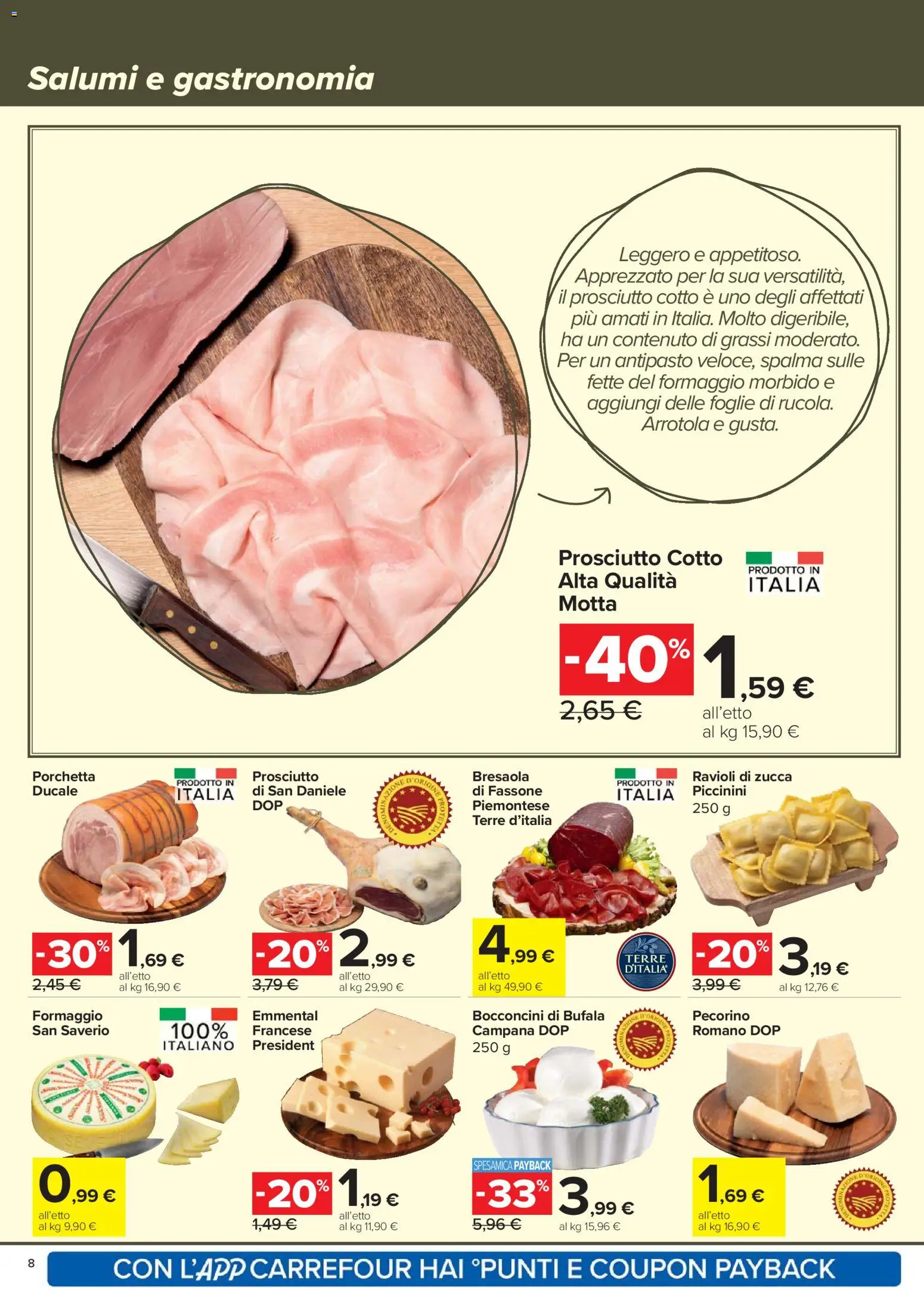 Volantino Carrefour del 07.04.2026 | Pagina: 8 | Prodotti: Porchetta, Bresaola, Ravioli, Pecorino