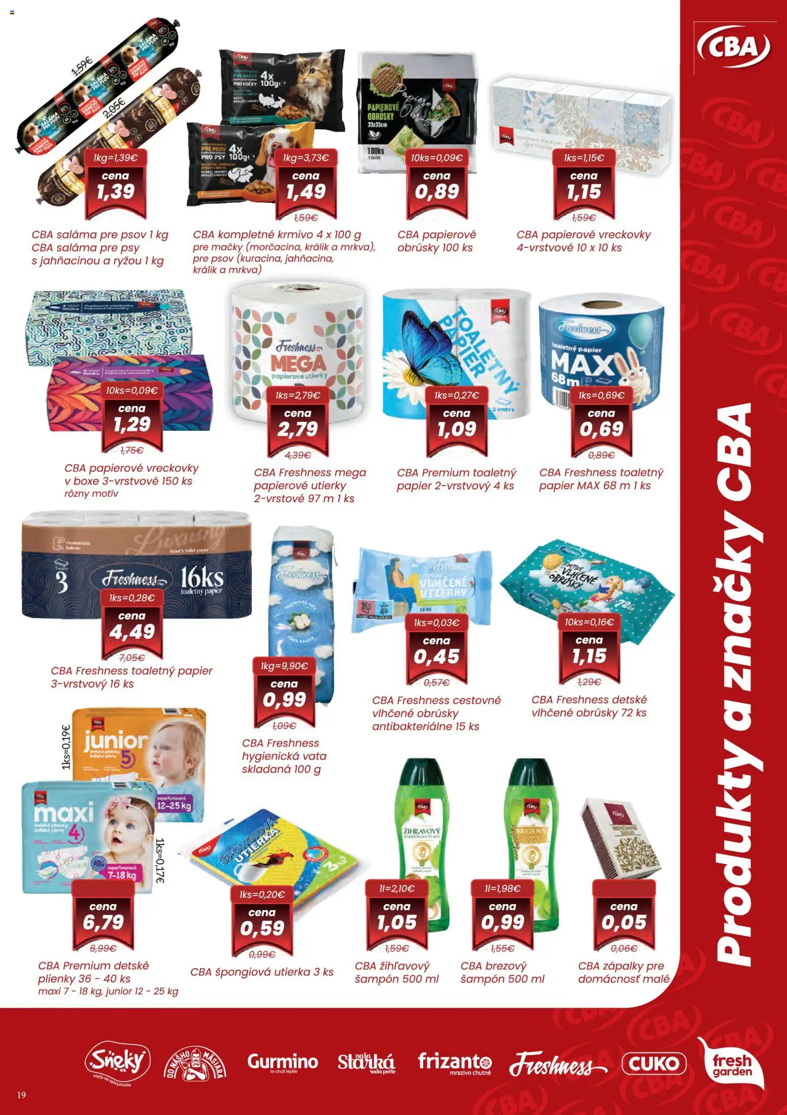 Nové Nitrazdroj akcie – leták je platný od 05.03.2026 | Strana: 19 | Produkty: Saláma, Šampón, Toaletný papier, Mrkva