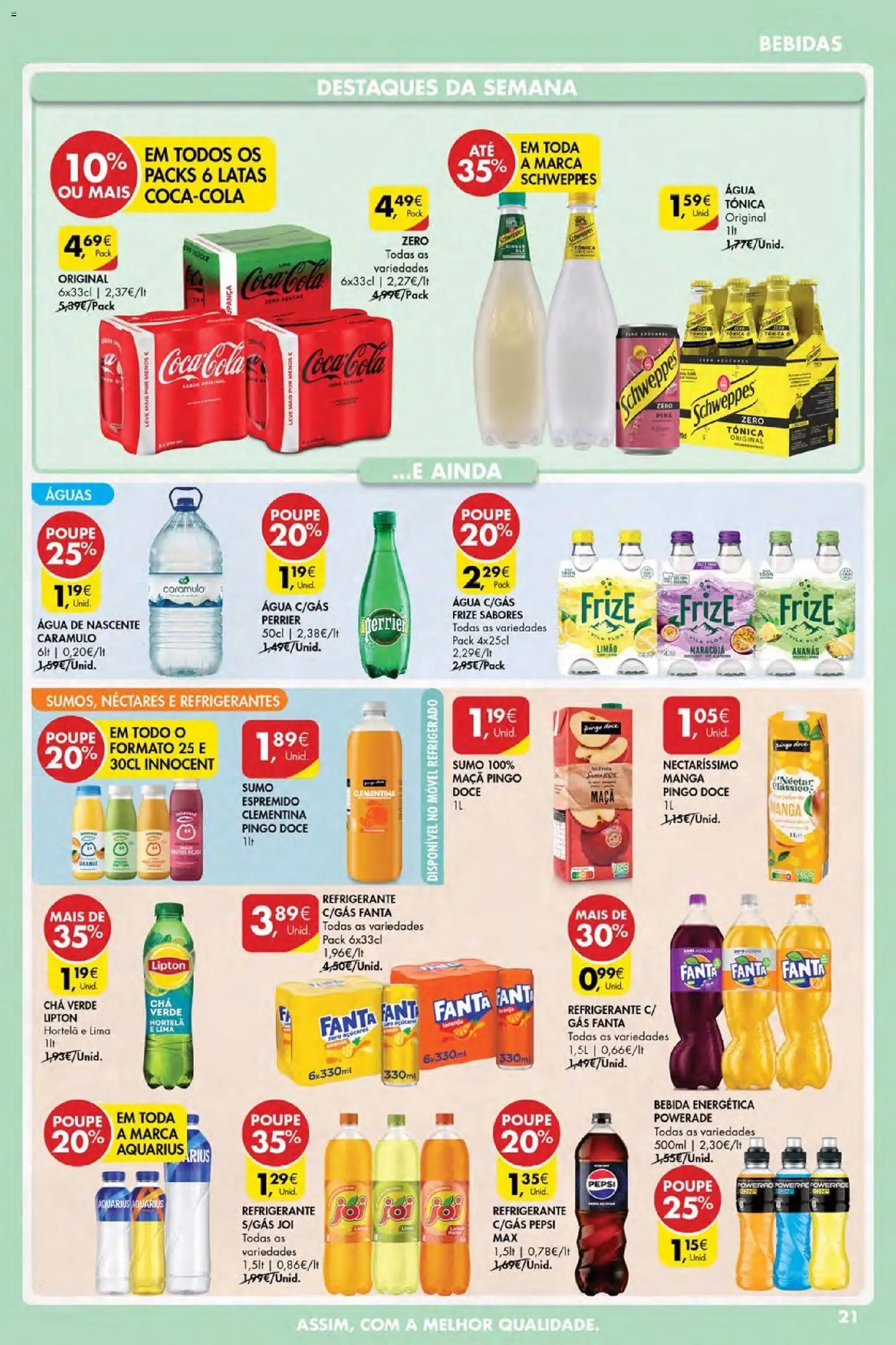 Pingo Doce Poupe Esta Semana Açores │ válido de 09.04.2026 | Página: 21 | Produtos: Sumo, Chá, Açúcar, Coca-cola