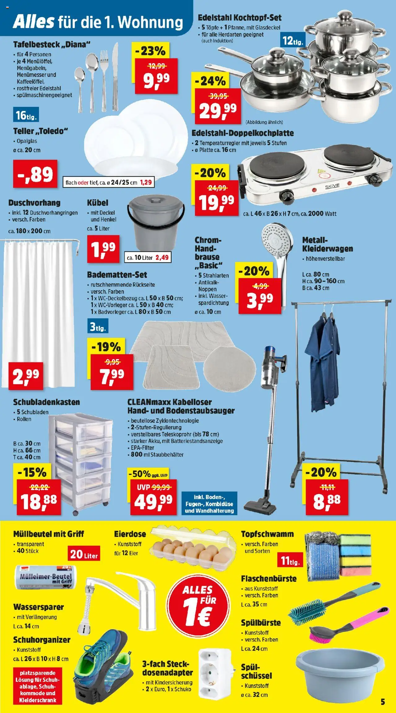 Thomas Philipps Flugblatt gültig ab 08.09.2025 | Seite: 5 | Produkte: Wasser, Kleiderschrank, Kommode, Eier