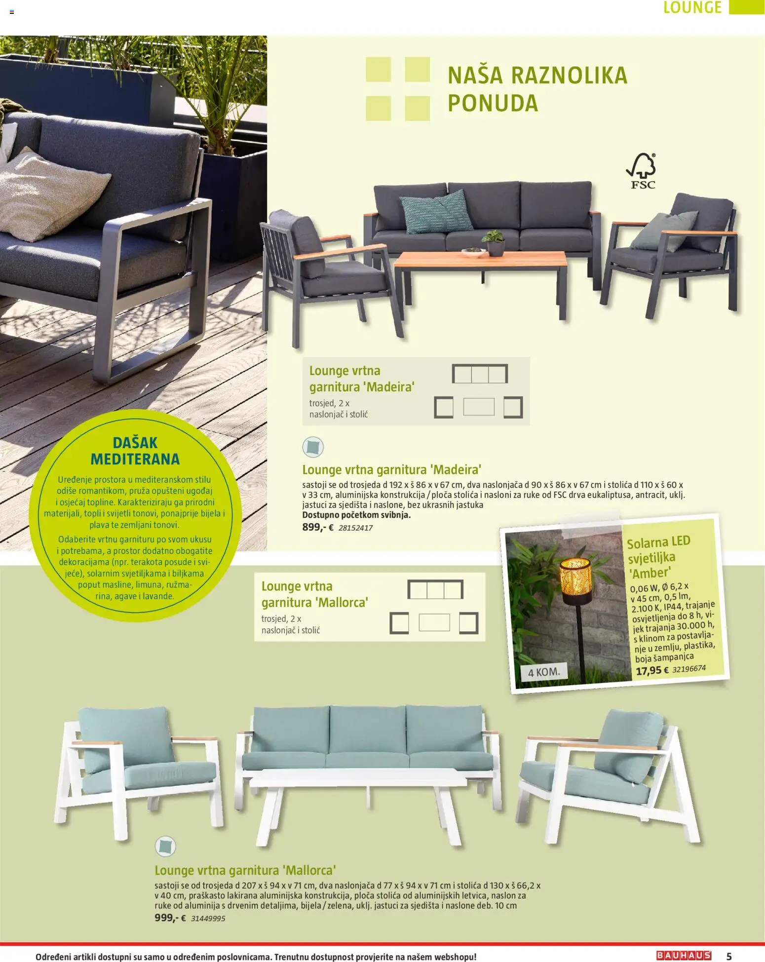 Bauhaus katalog | vrijedi od 23.03.2026 | Stranica: 5 | Proizvodi: Stolić, Stolica, Svjetiljka, Vrtna garnitura