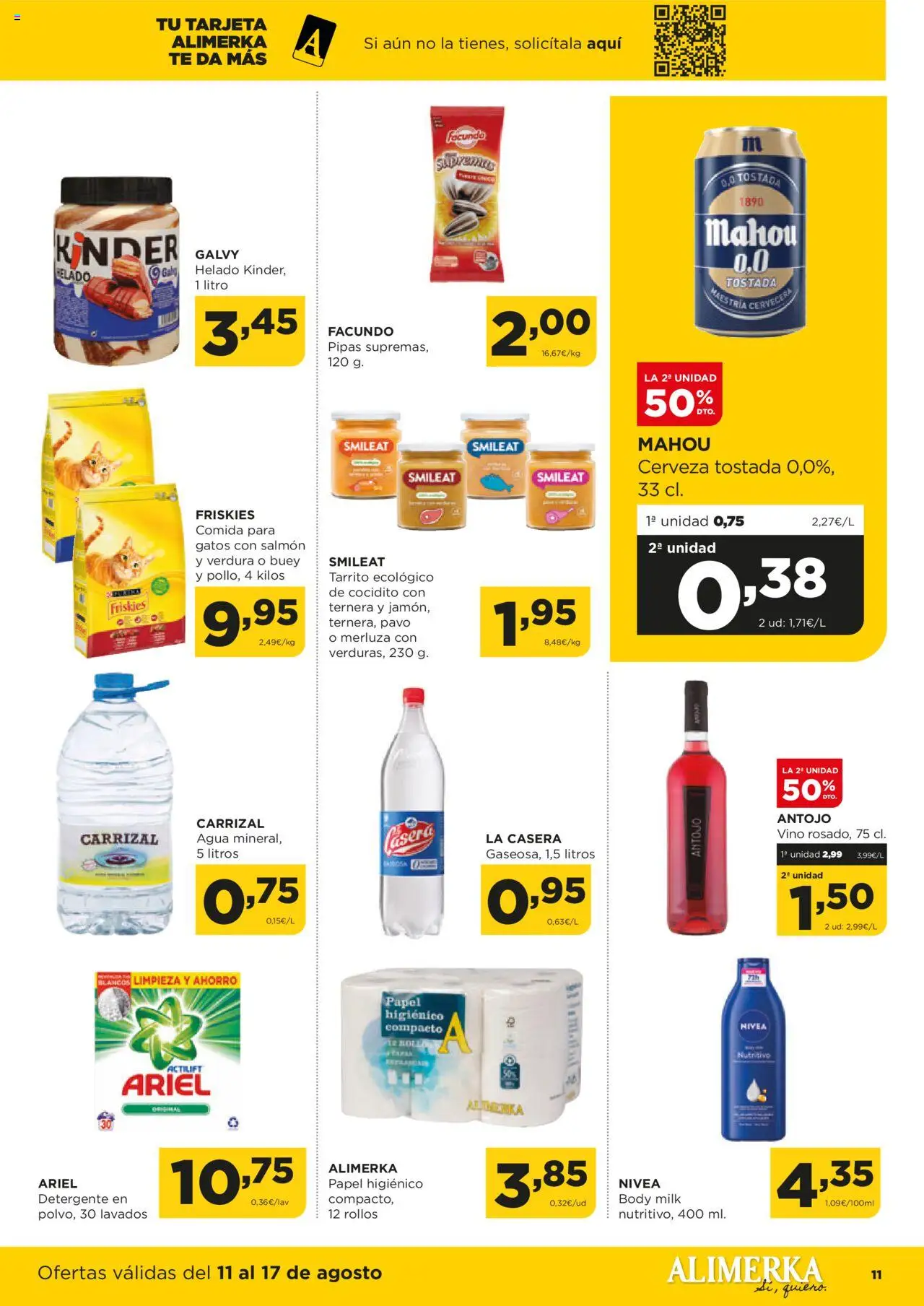Alimerka folleto Castilla y León │ válido desde el 11.08.2025 | Página: 11 | Productos: Detergente, Vino, Papel higienico, Helado