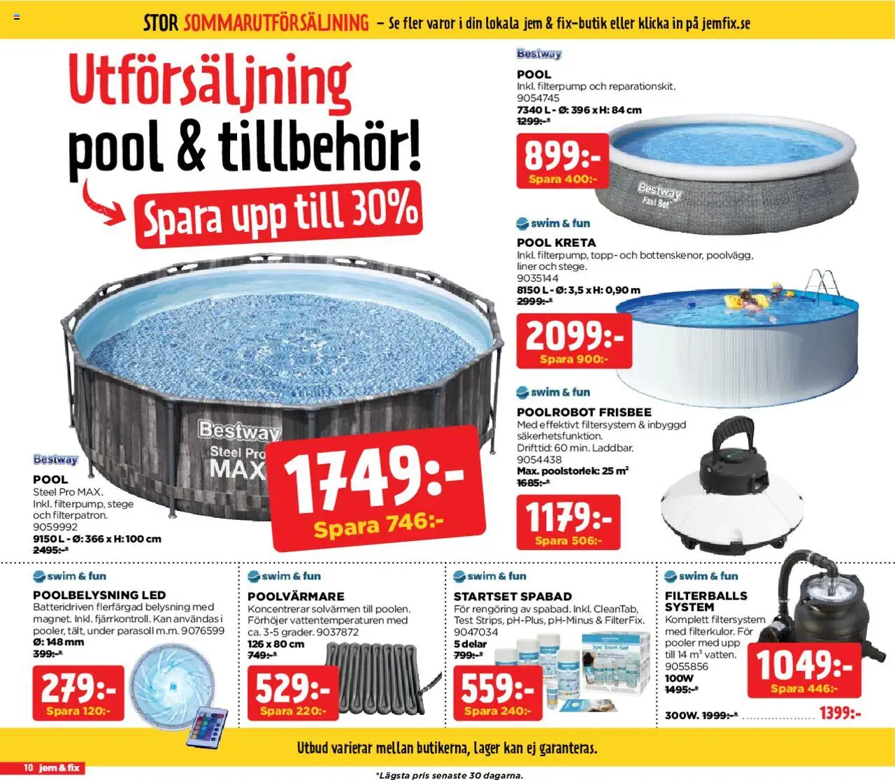 Jem & Fix reklamblad aktuell från 04.08.2025 | Sida: 10 | Produkter: Parasoll, Pool, Topp, Set