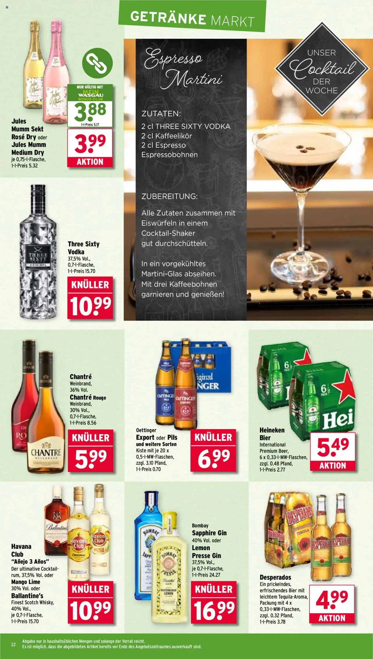 Wasgau Prospekt 	 – gültig ab 08.09.2025 | Seite: 22 | Produkte: Sekt, Oettinger, Mango, Vodka